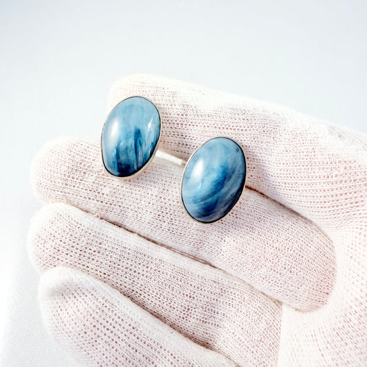 Sweden 1960s. Vintage Solid Silver Bergslagen-stone Cufflinks.
