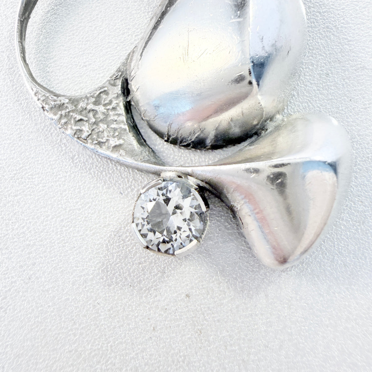 Karl Laine for Sten & Laine, Finland 1975. Vintage Sterling Silver Rock Crystal Pendant Necklace.