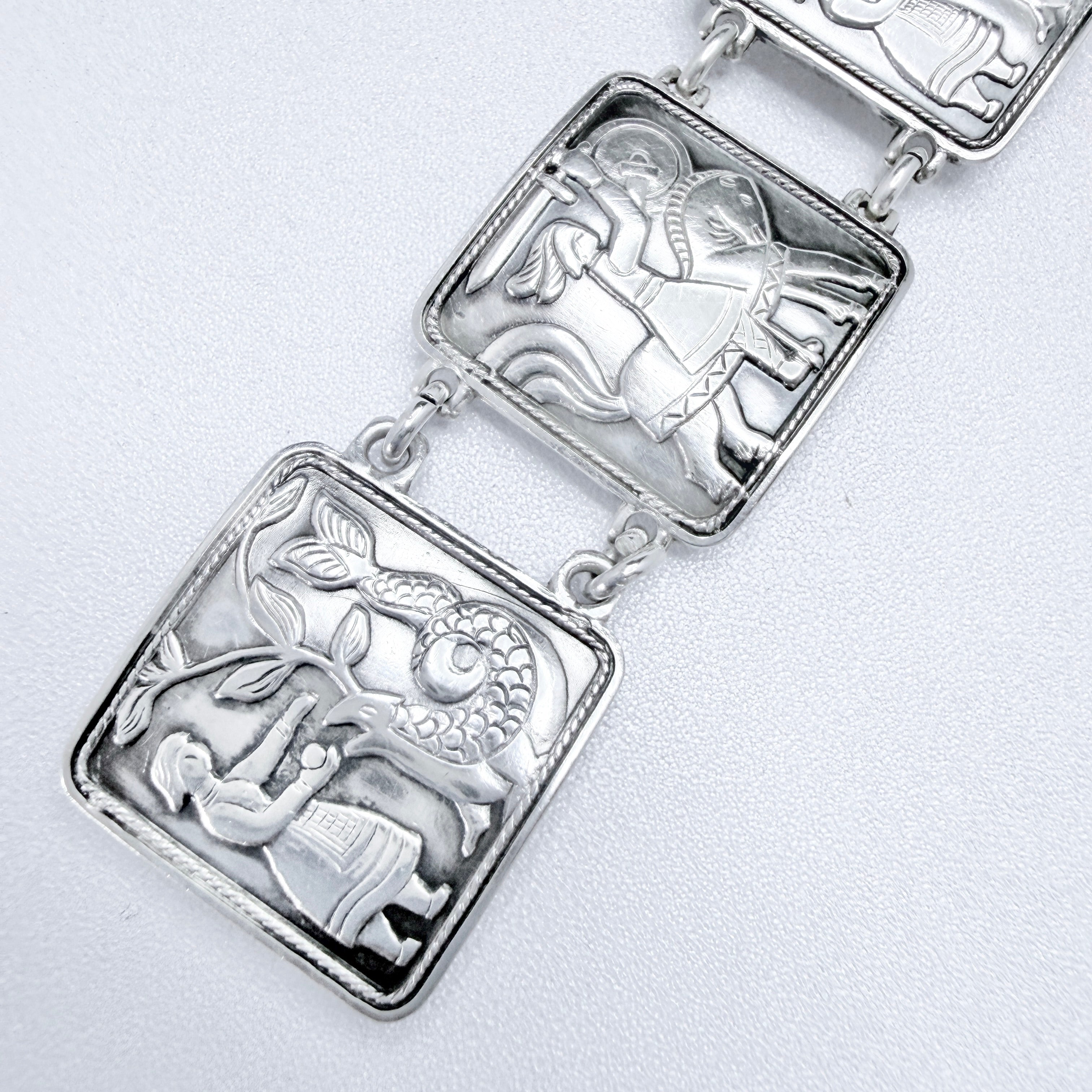 David-Andersen Norway c 1940-50s Solid Silver Panel Bracelet