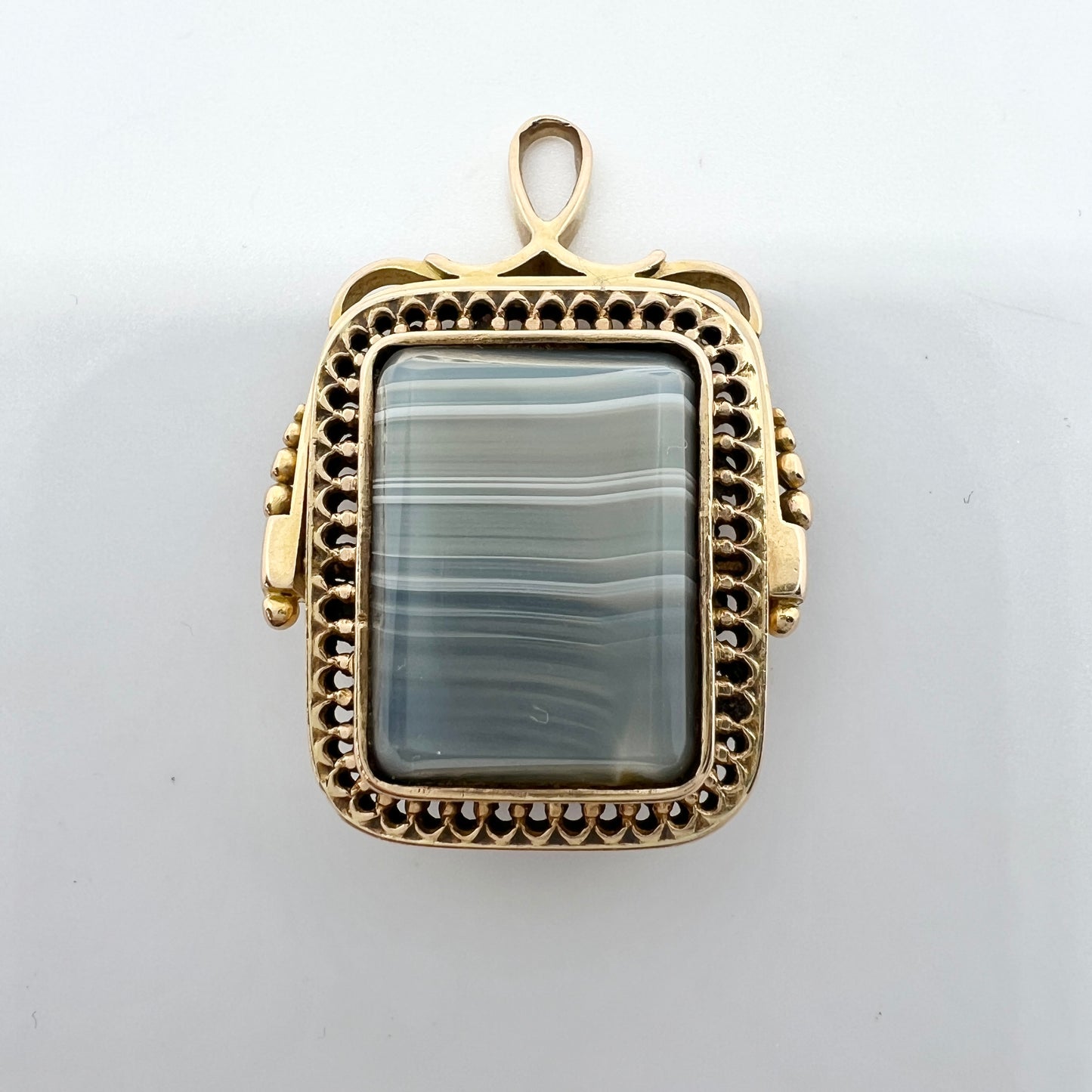 Antique c year 1900. 18k Gold Bloodstone Agate Seal Fob Pendant.