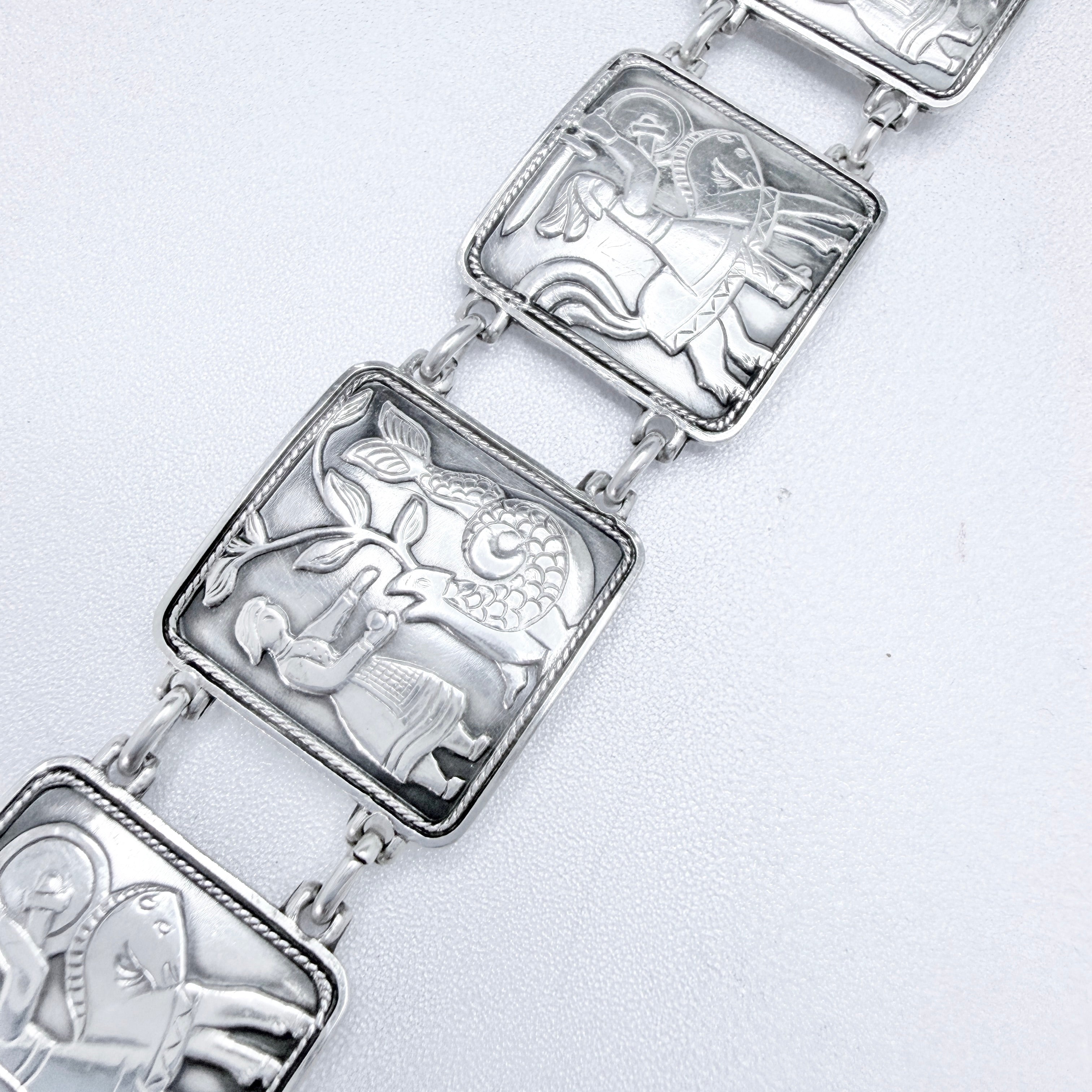David-Andersen Norway c 1940-50s Solid Silver Panel Bracelet
