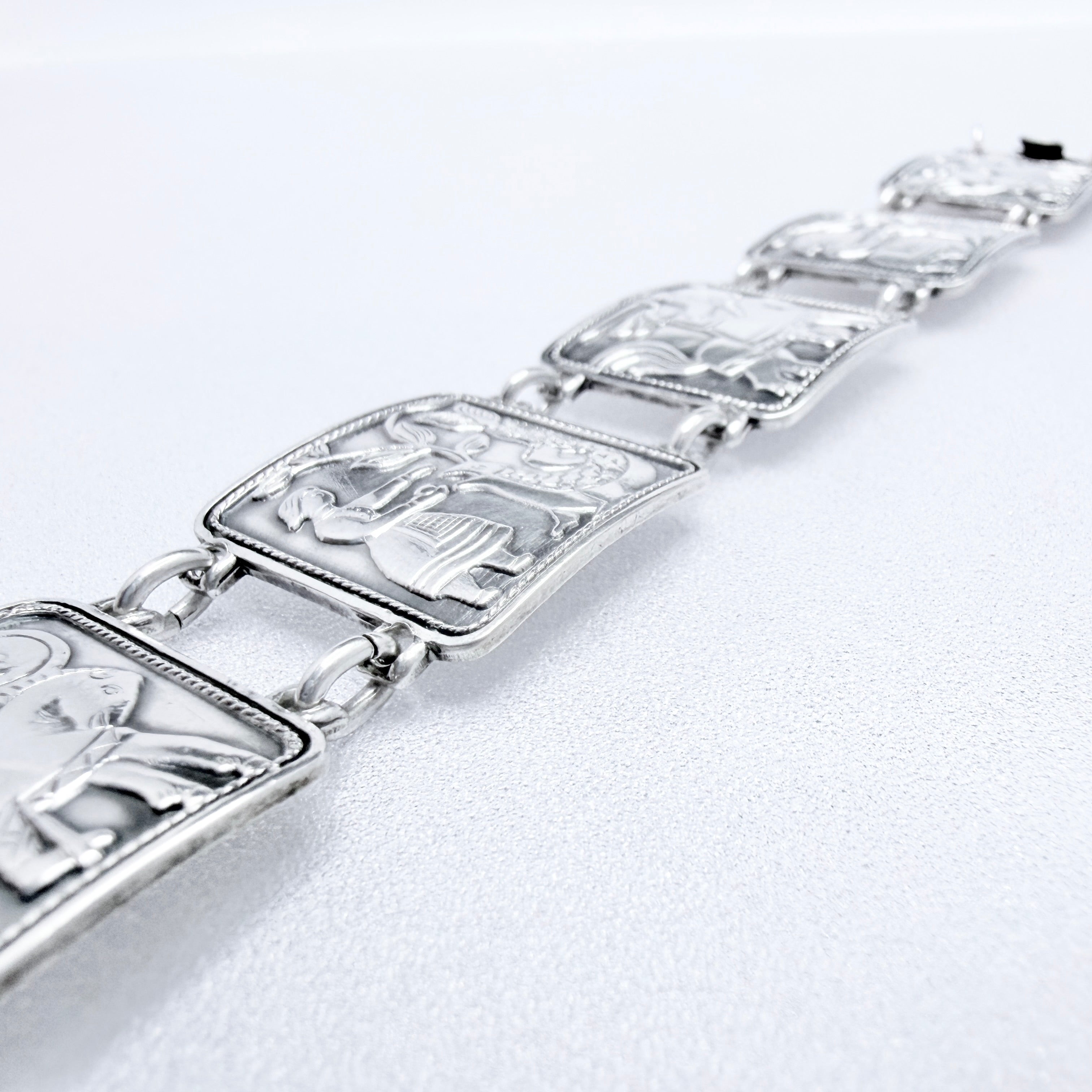David-Andersen Norway c 1940-50s Solid Silver Panel Bracelet