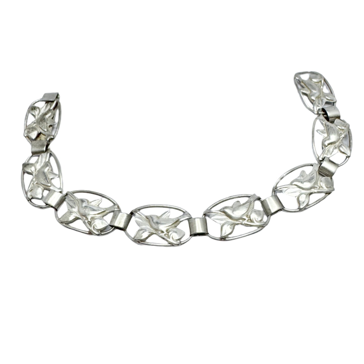 Lundquist, Sweden ca 1950. Vintage Solid Silver Bird Link Bracelet.