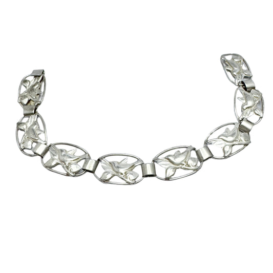 Lundquist, Sweden ca 1950. Vintage Solid Silver Bird Link Bracelet.