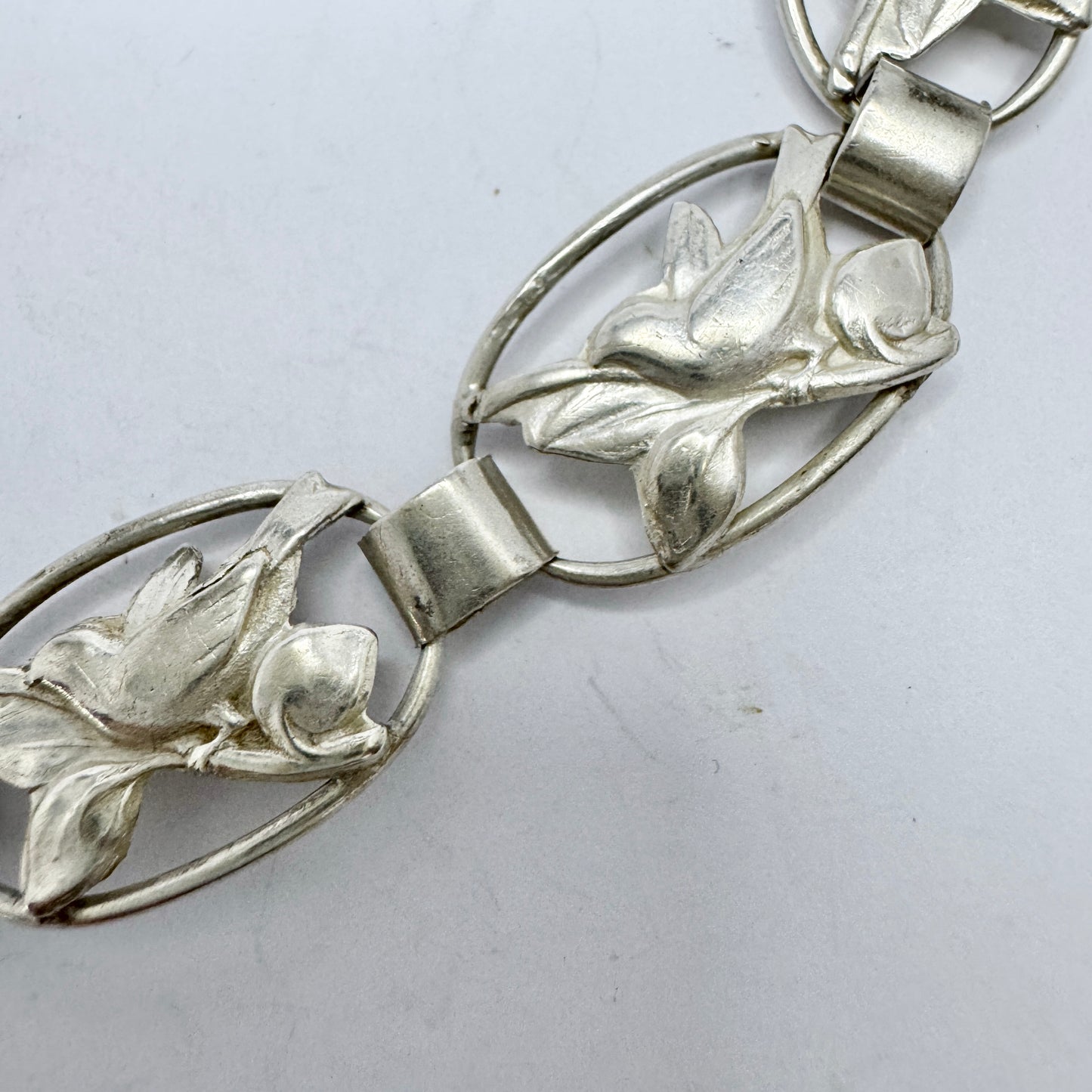Lundquist, Sweden ca 1950. Vintage Solid Silver Bird Link Bracelet.
