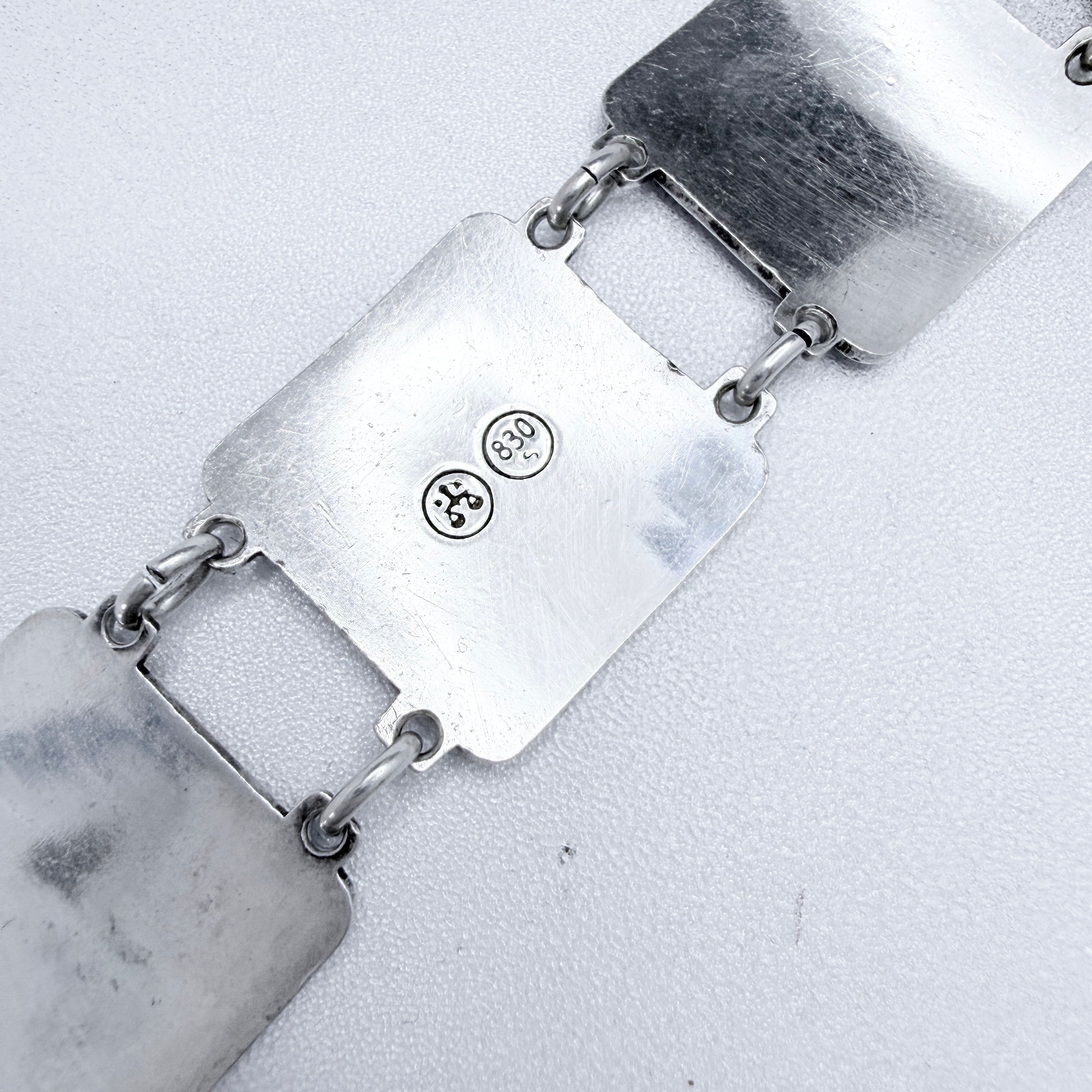 David-Andersen Norway c 1940-50s Solid Silver Panel Bracelet