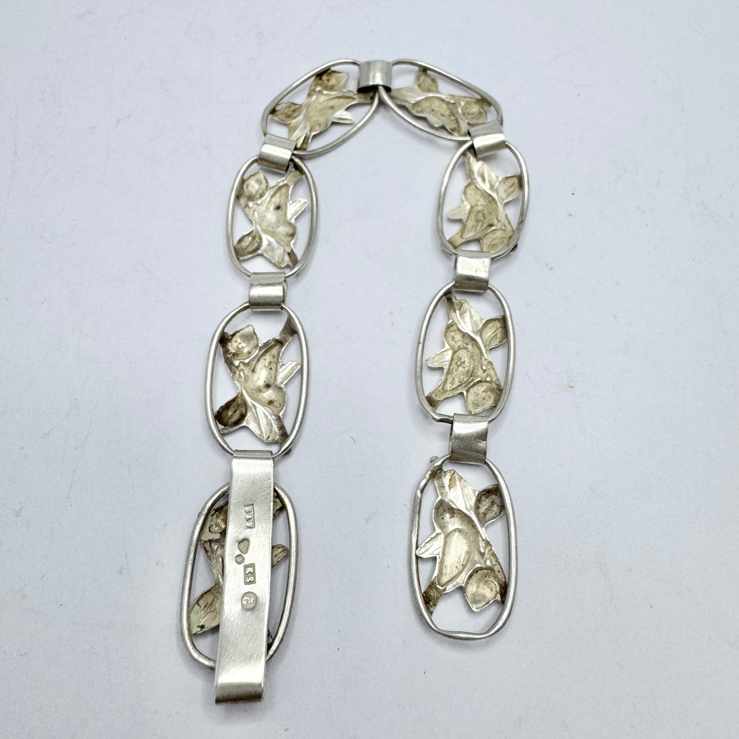 Lundquist, Sweden ca 1950. Vintage Solid Silver Bird Link Bracelet.