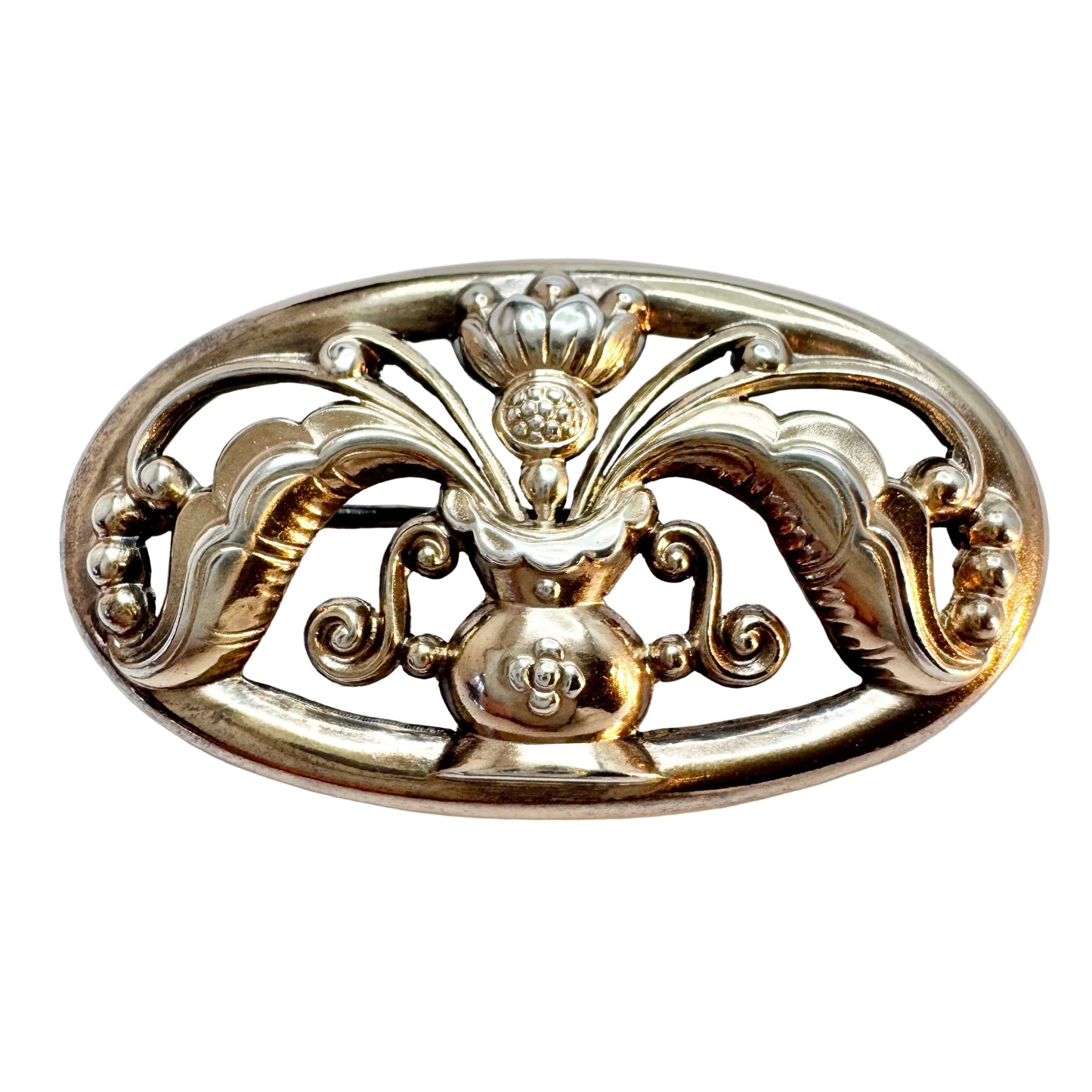 G Dahlgren, Sweden 1947. Gilt Solid Silver Floral Brooch.