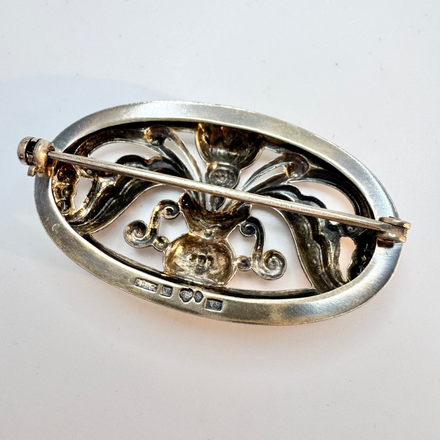 G Dahlgren, Sweden 1947. Gilt Solid Silver Floral Brooch.