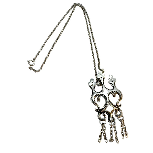 Valo-Koru, Finland 1973. Large Vintage Sterling Silver Pendant Necklace.