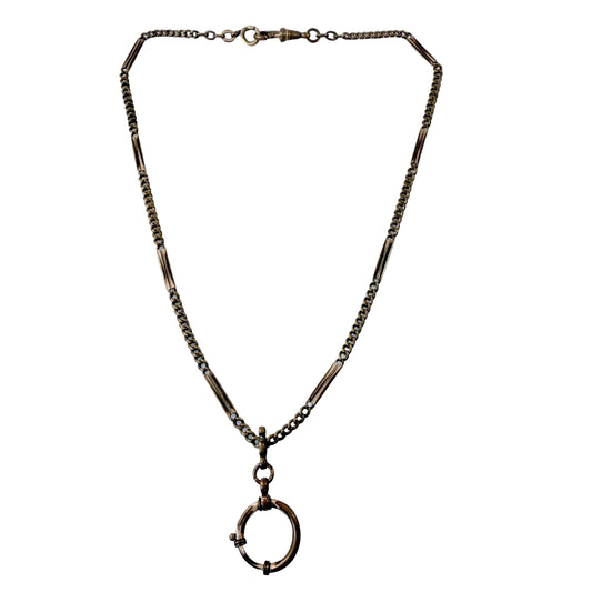 Antique Gold Doublé Yellow Metal Watch Chain in Necklace Length
