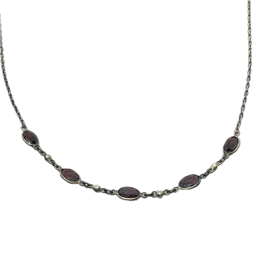 Vintage / Antique Gilt Solid Silver Garnet Necklace.