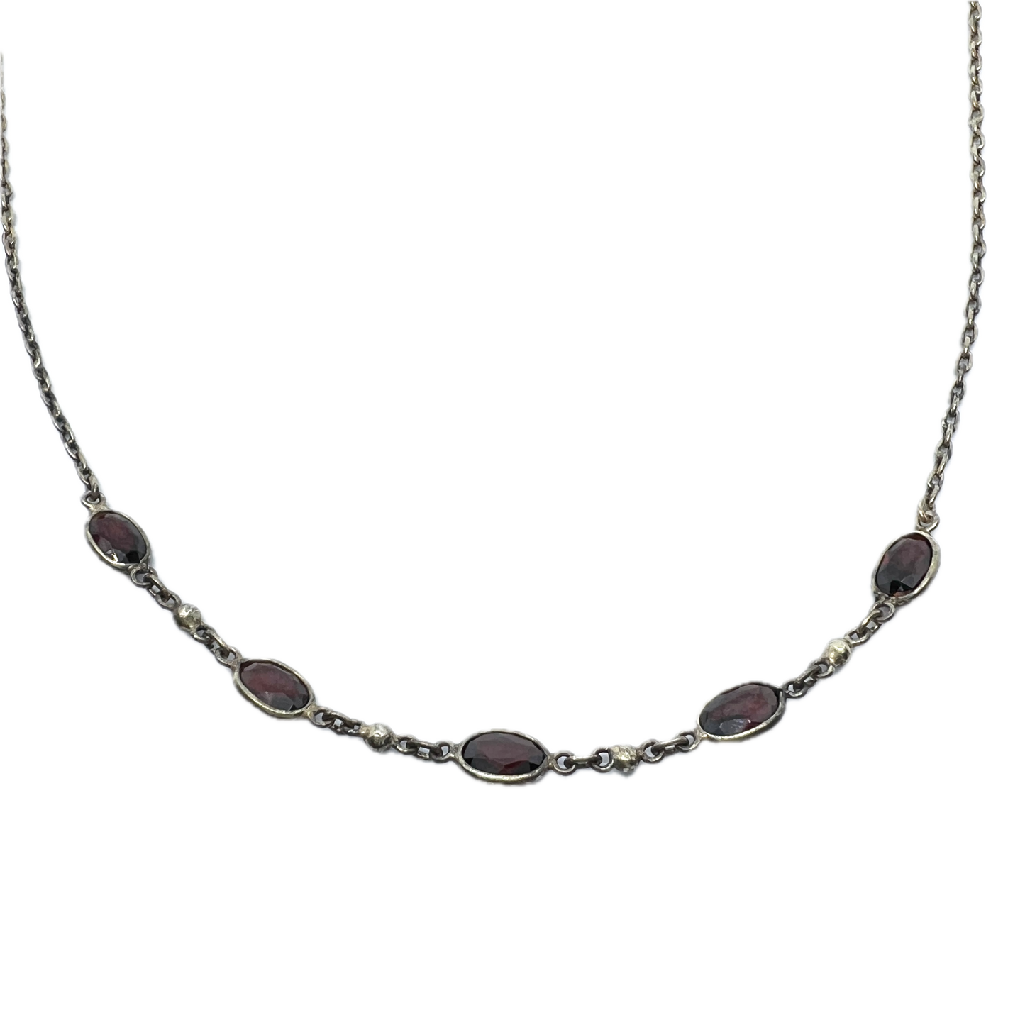 Vintage / Antique Gilt Solid Silver Garnet Necklace.