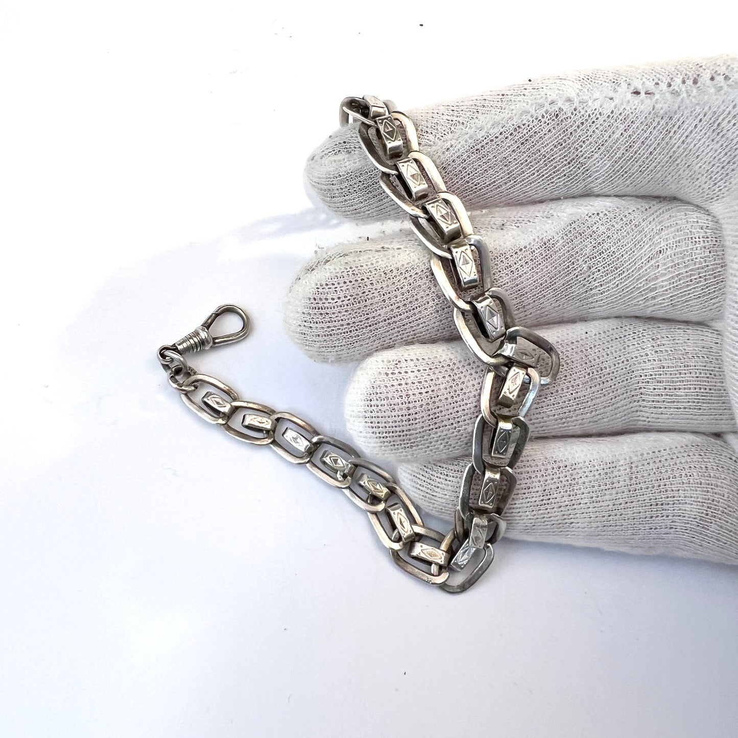 Antique early 1900s Solid 830 Silver Watch Chain.