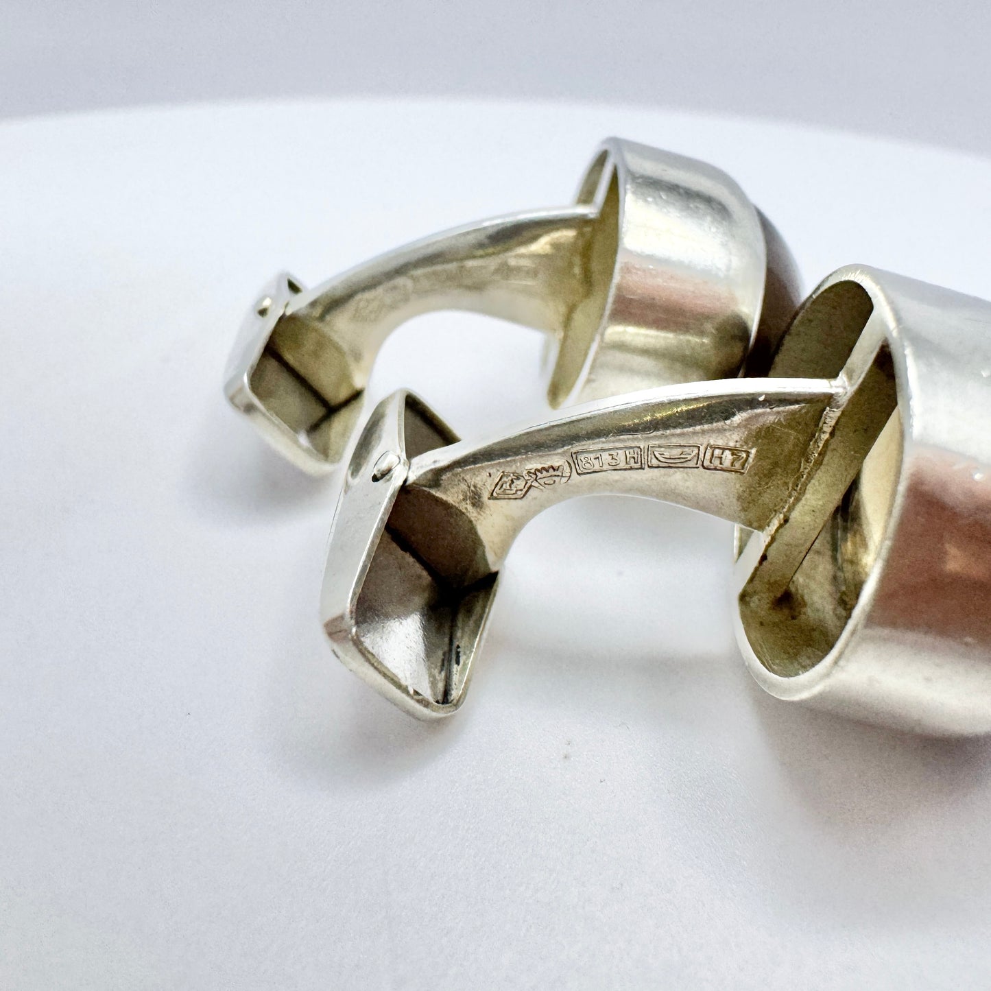 Erik Granit, Finland 1961. Vintage Solid Silver Quartz Cufflinks.