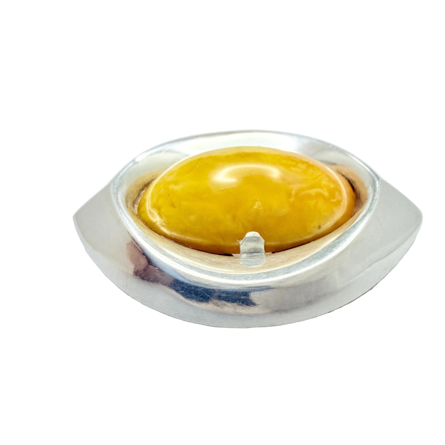 Holger Lindström, Finland 1962. Vintage Solid Silver Baltic Amber Brooch.