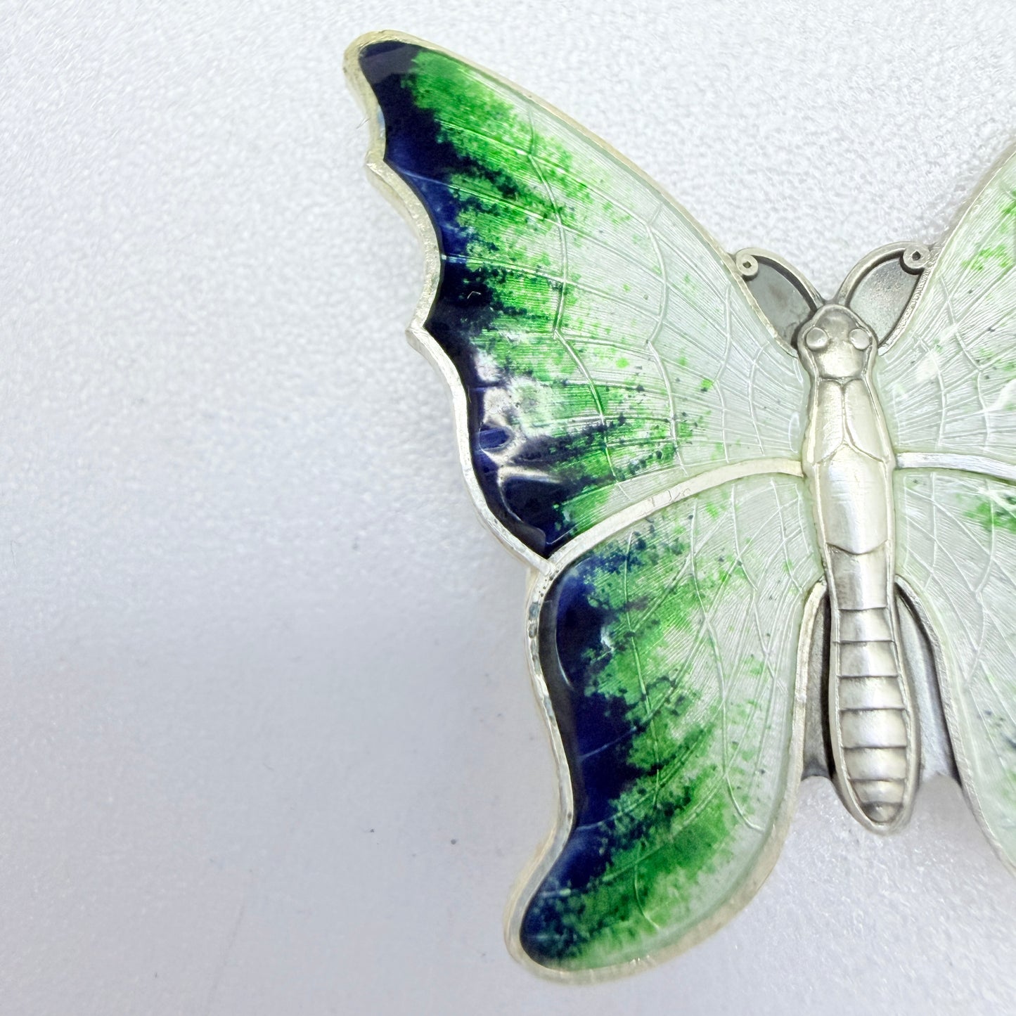 Auran Kultaseppä, Finland year 1970. Vintage Sterling Silver Enamel Butterfly Brooch.