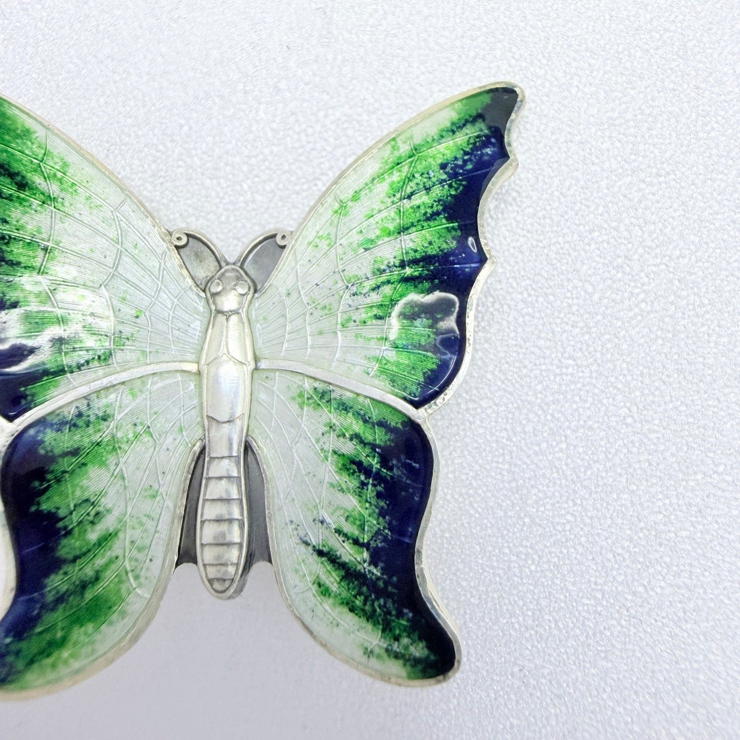 Auran Kultaseppä, Finland year 1970. Vintage Sterling Silver Enamel Butterfly Brooch.