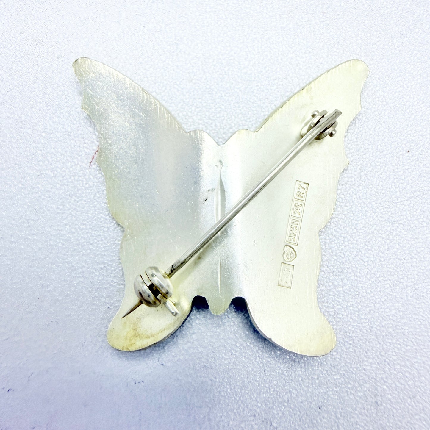 Auran Kultaseppä, Finland year 1970. Vintage Sterling Silver Enamel Butterfly Brooch.
