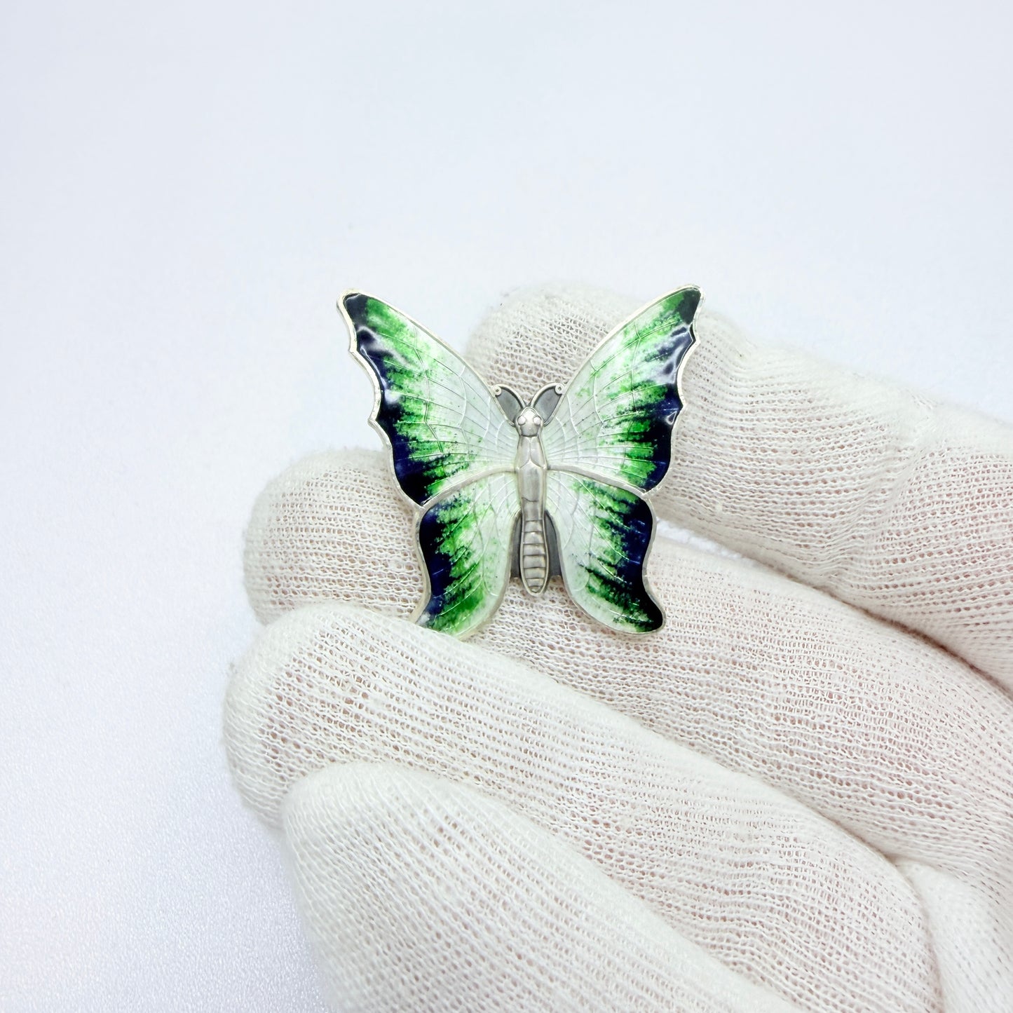 Auran Kultaseppä, Finland year 1970. Vintage Sterling Silver Enamel Butterfly Brooch.
