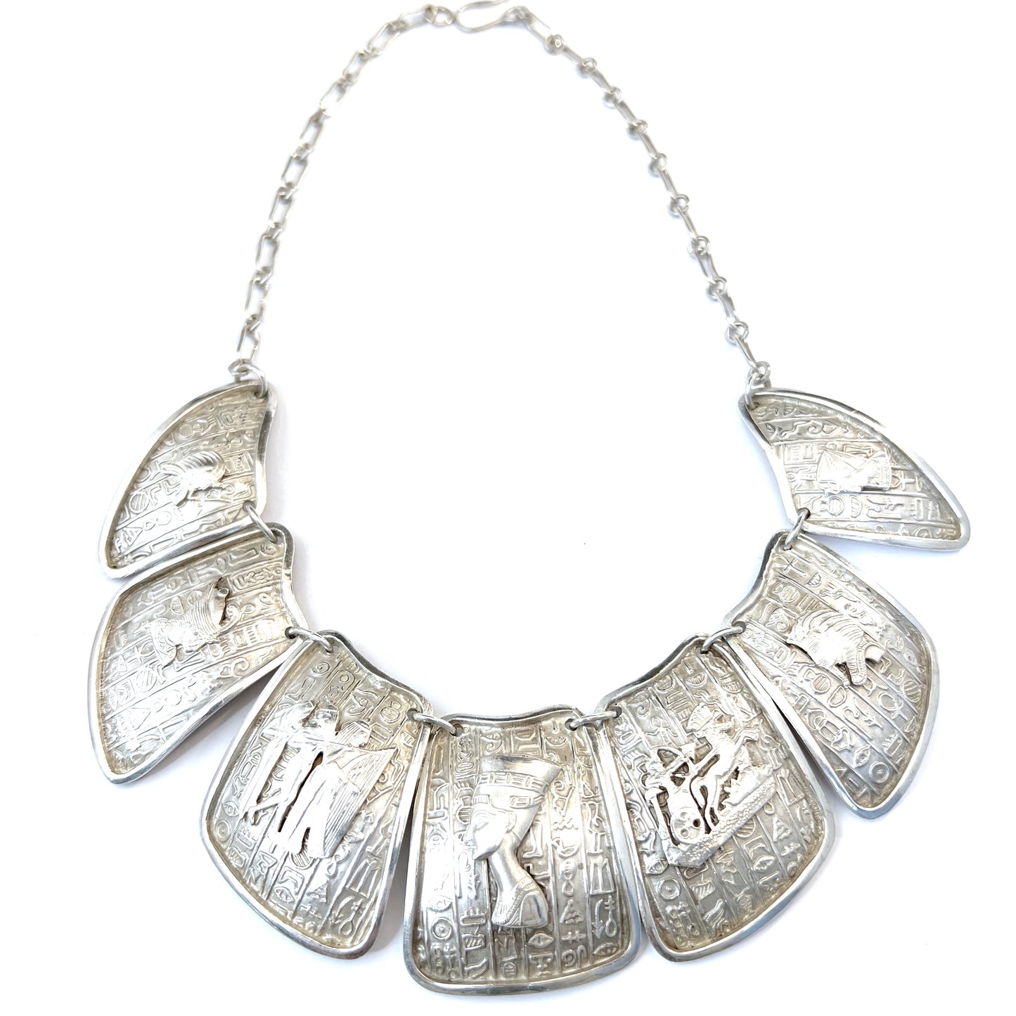 Egypt. Vintage Massive 3.2oz Solid Silver Necklace.