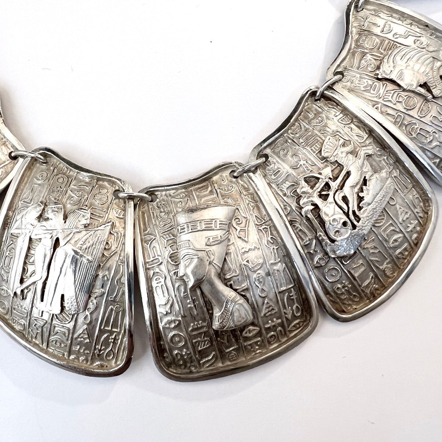 Egypt. Vintage Massive 3.2oz Solid Silver Necklace.