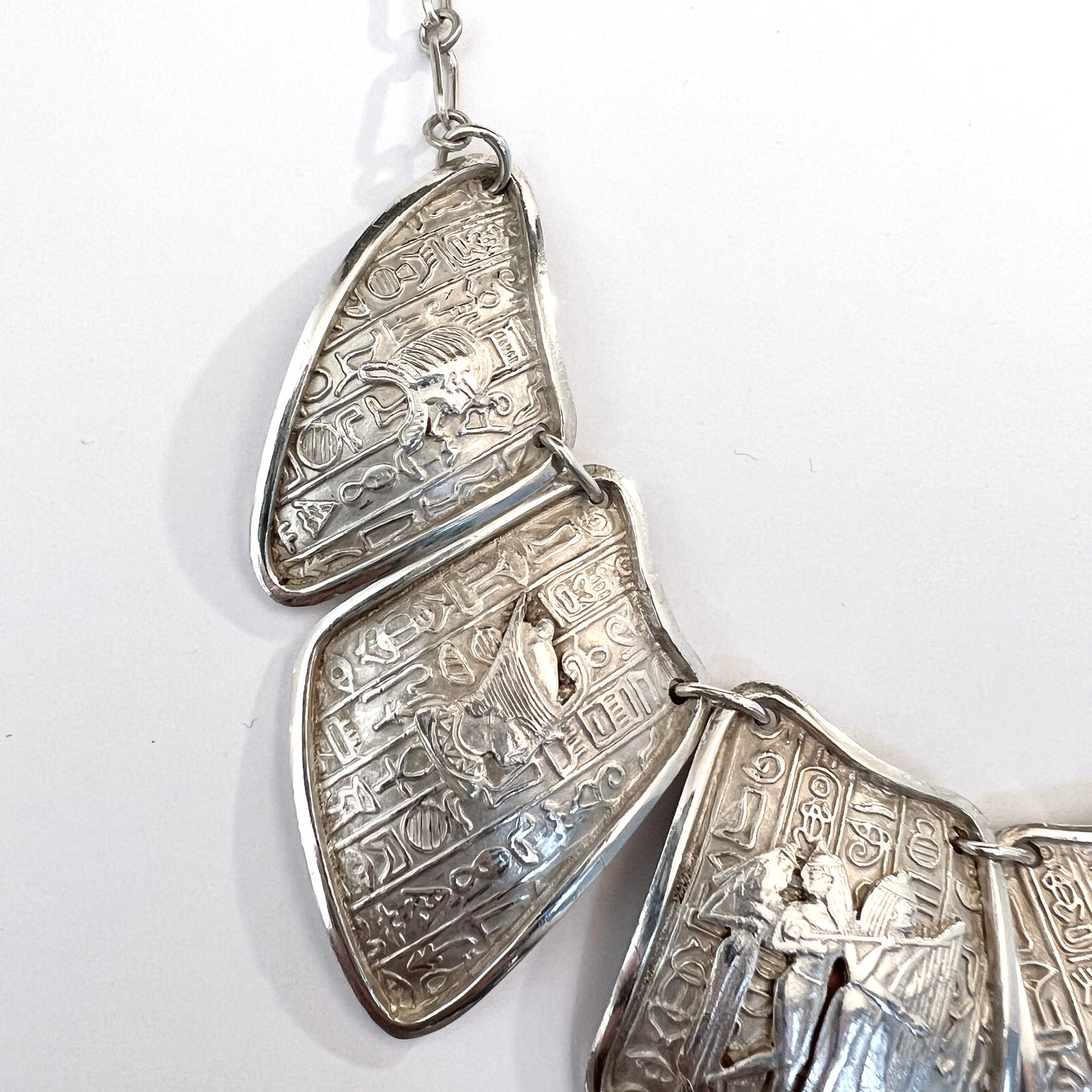Egypt. Vintage Massive 3.2oz Solid Silver Necklace.