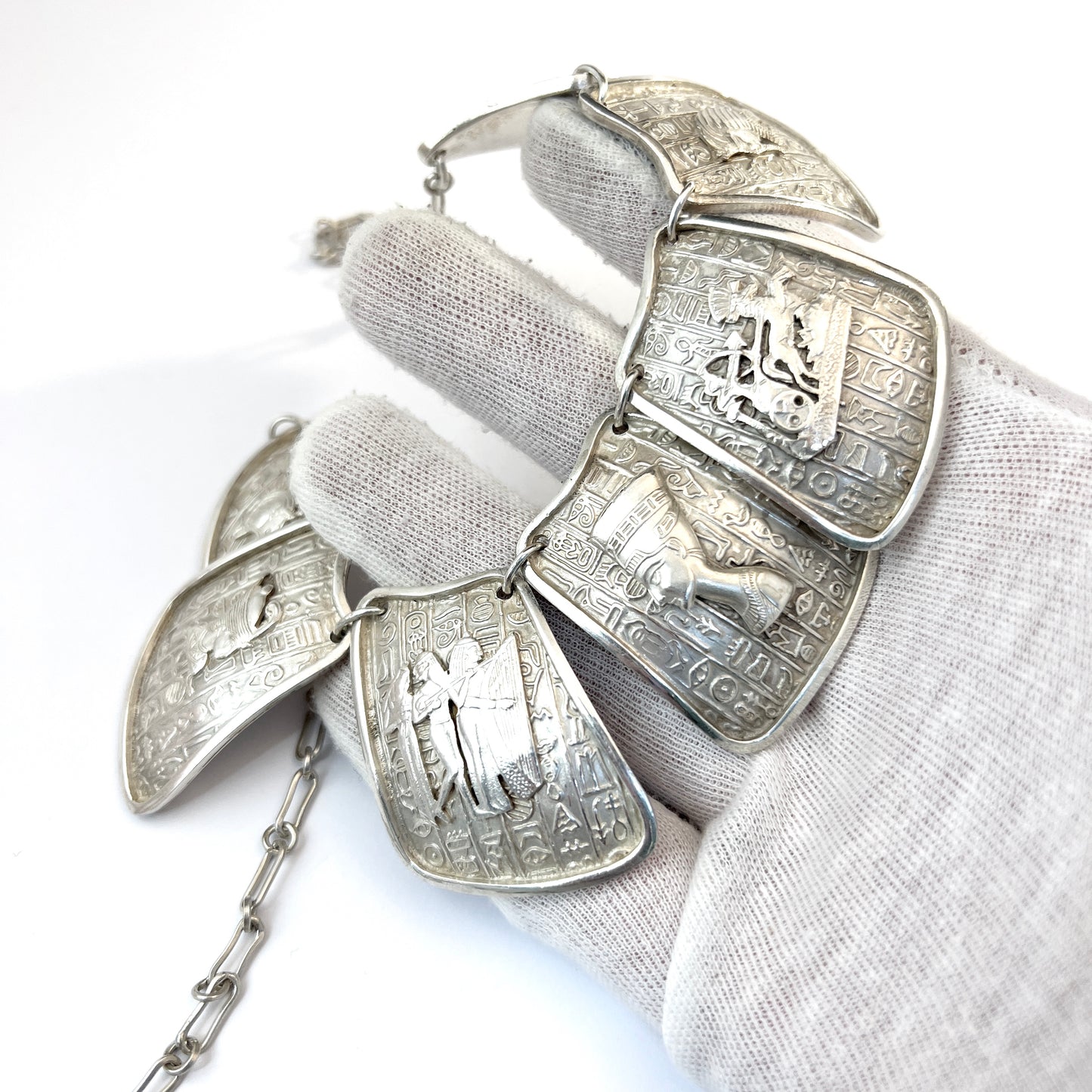 Egypt. Vintage Massive 3.2oz Solid Silver Necklace.