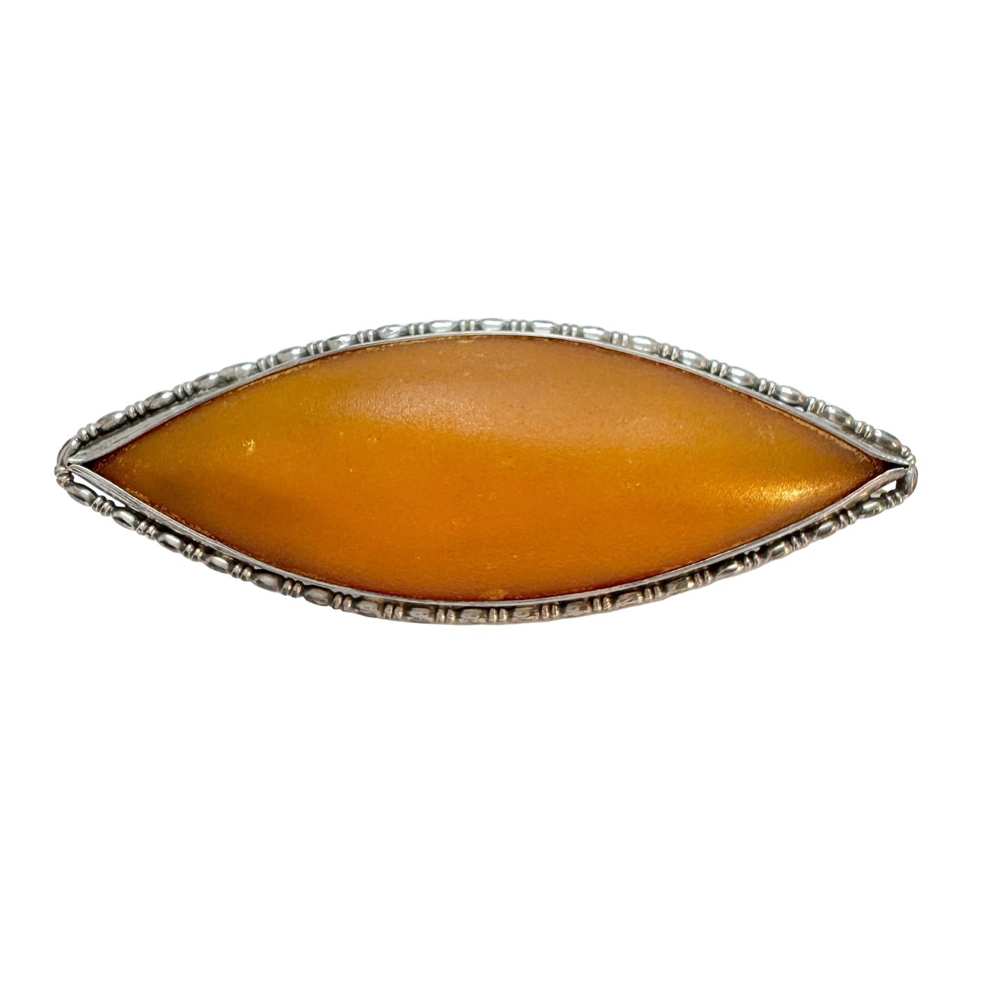 Vintage ca 1930. Solid Silver Large Amber Brooch.