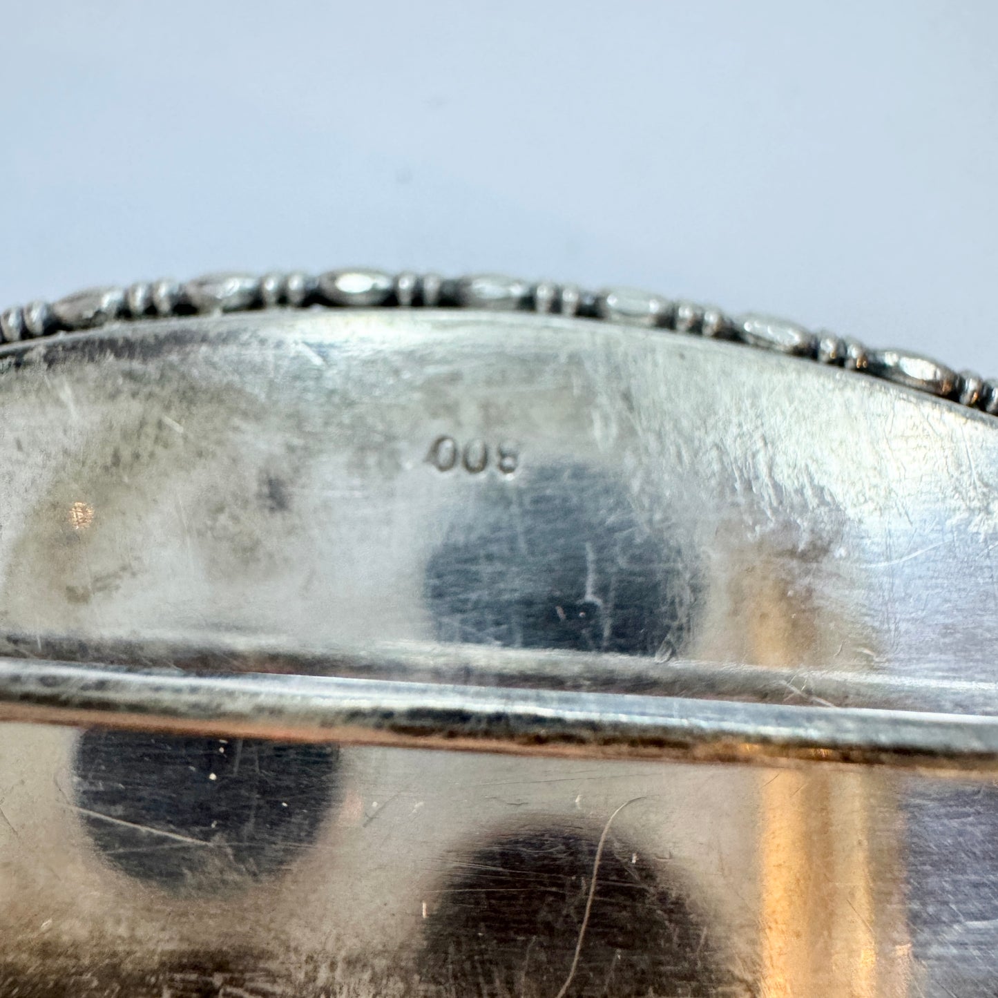 Vintage ca 1930. Solid Silver Large Amber Brooch.