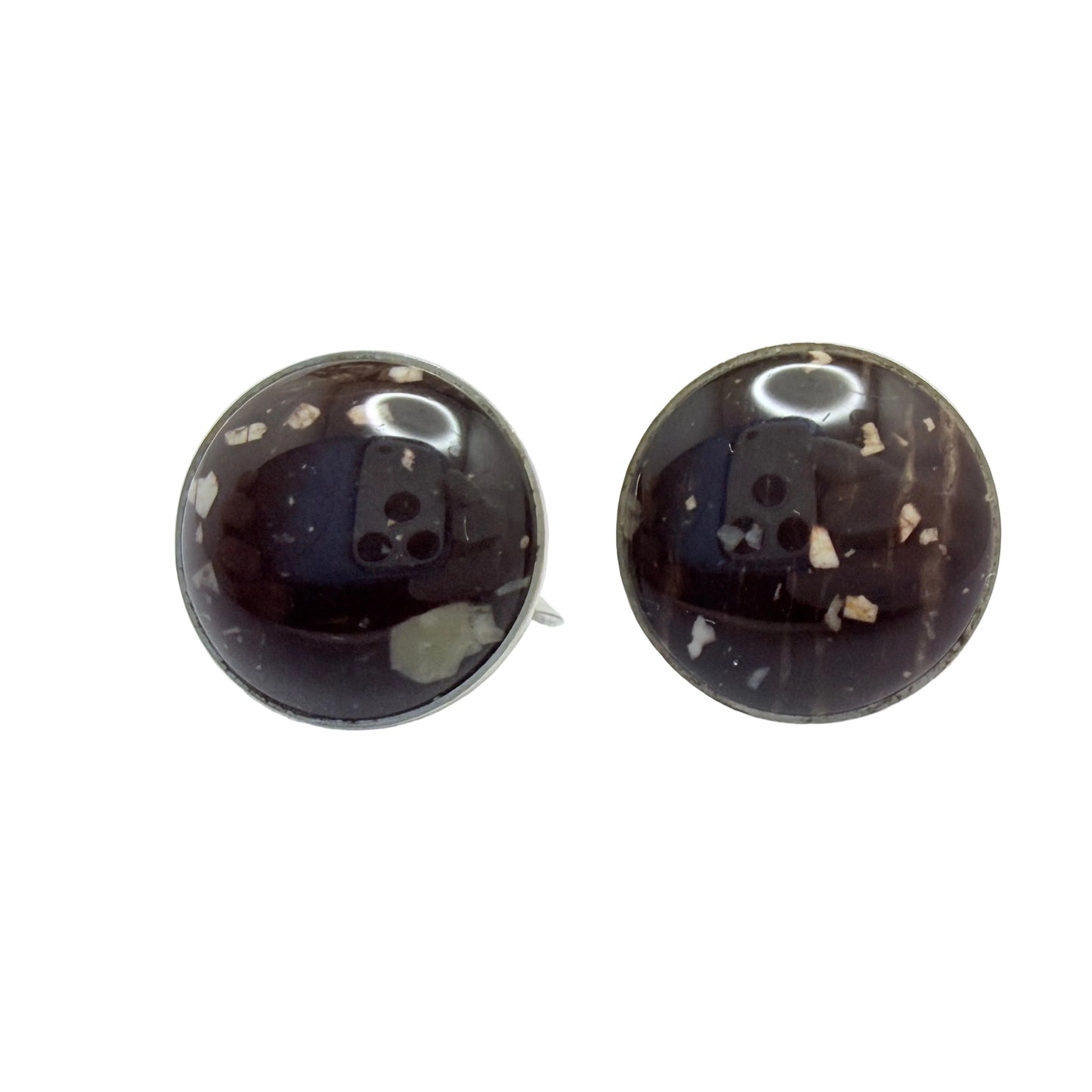 Stenlya, Sweden 1966. Vintage Solid Silver Porphyry Earrings.
