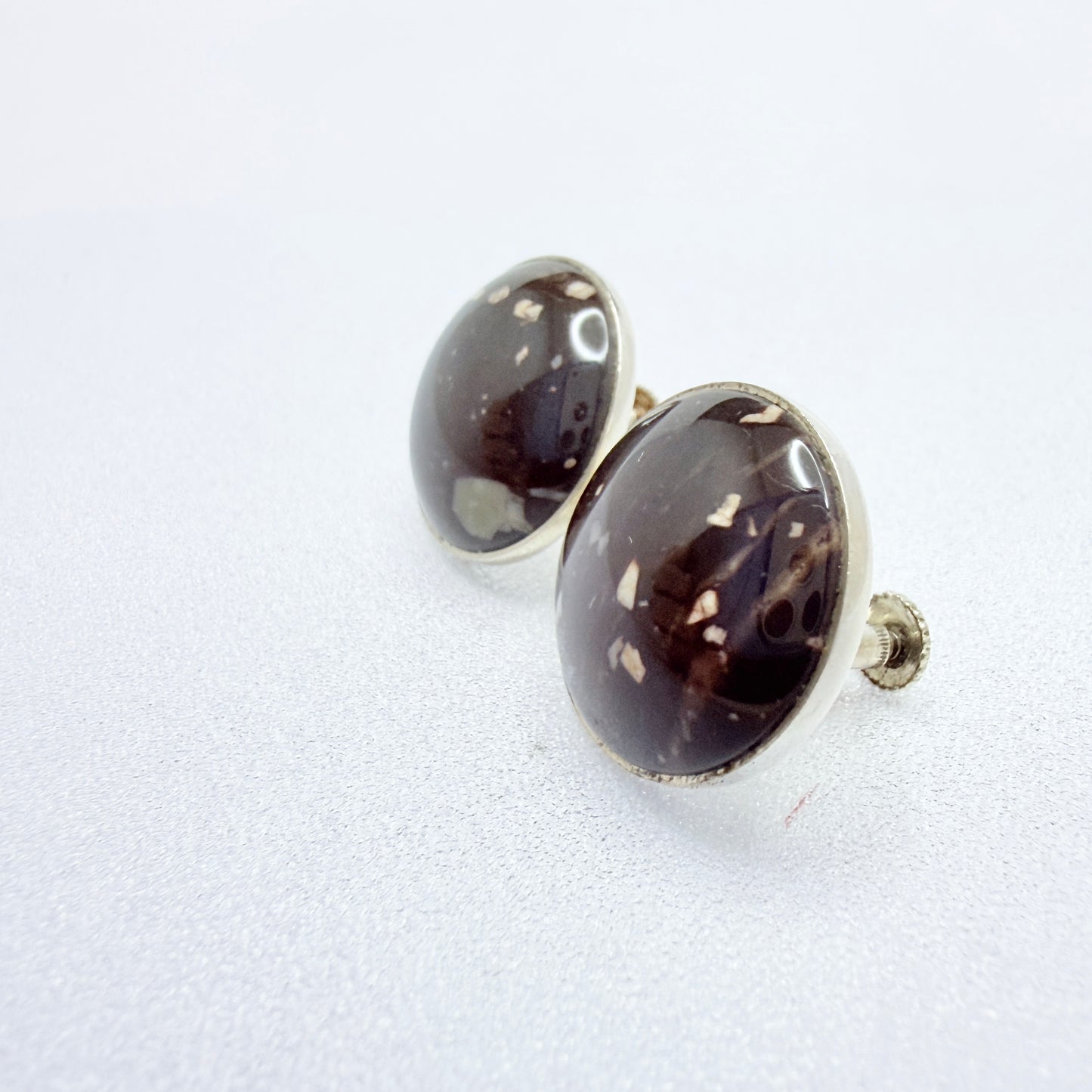 Stenlya, Sweden 1966. Vintage Solid Silver Porphyry Earrings.