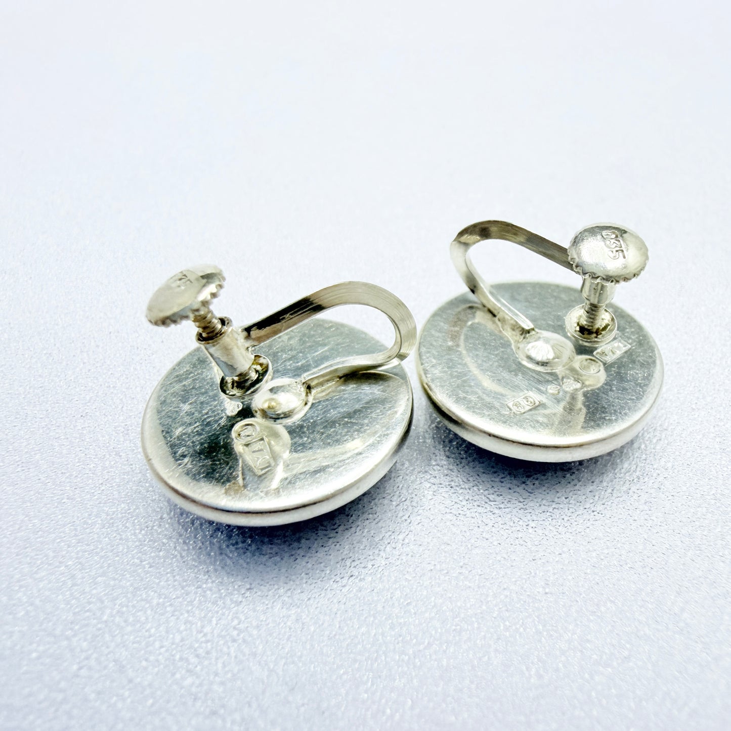Stenlya, Sweden 1966. Vintage Solid Silver Porphyry Earrings.