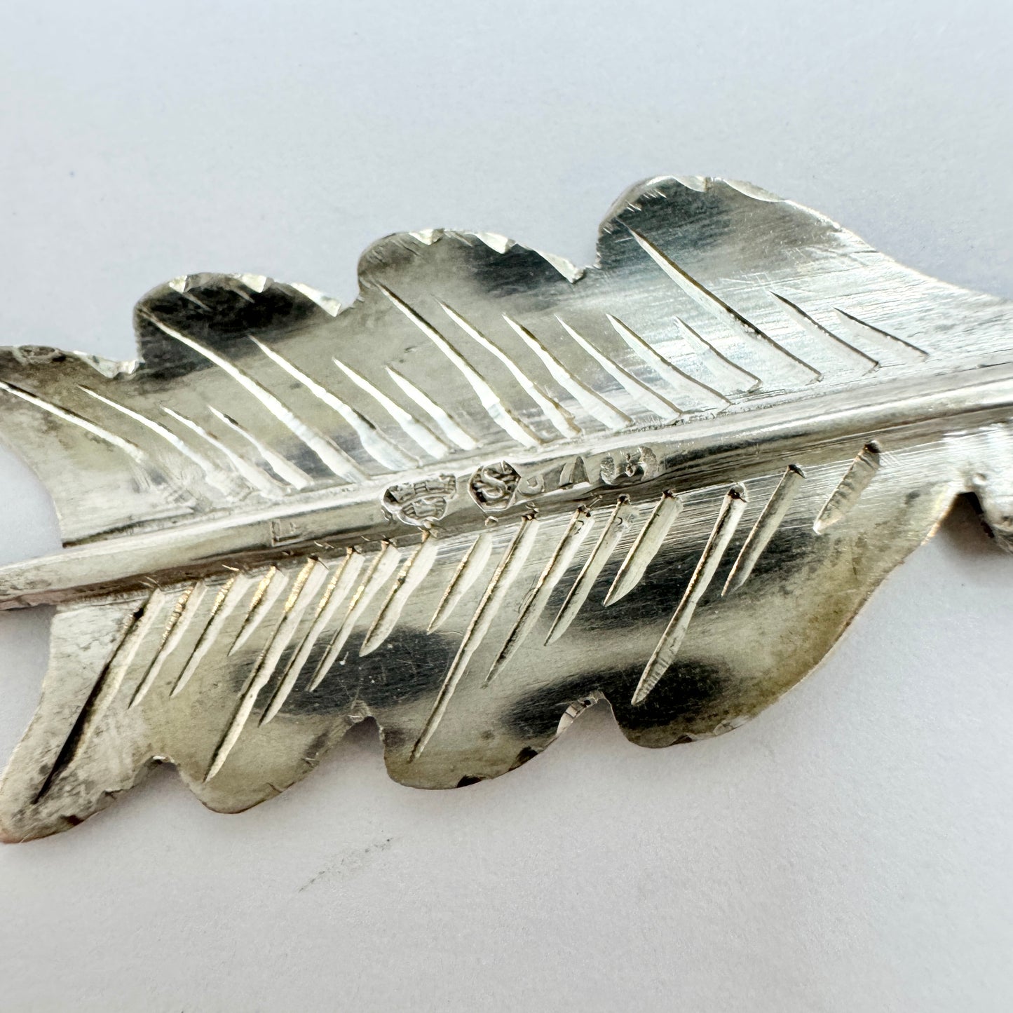 Sweden year 1922. Antique Solid Silver Arrow Jabot Pin Brooch.