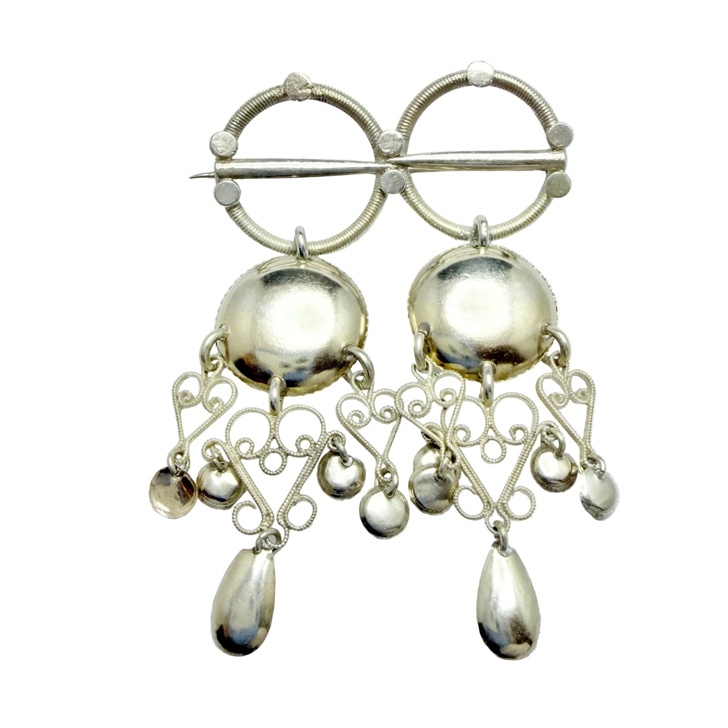 K.S Norway early 1900s Solid Silver Traditional Bunads Brooch.