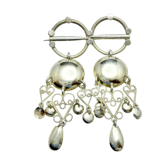 K.S Norway early 1900s Solid Silver Traditional Bunads Brooch.