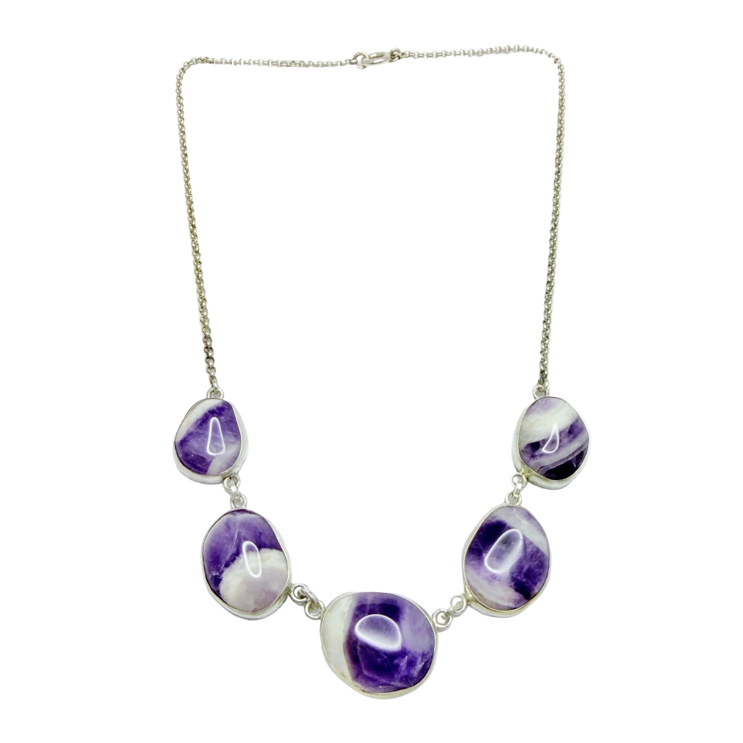 Sweden 1960s. Vintage Solid Silver Amethyst Necklace.