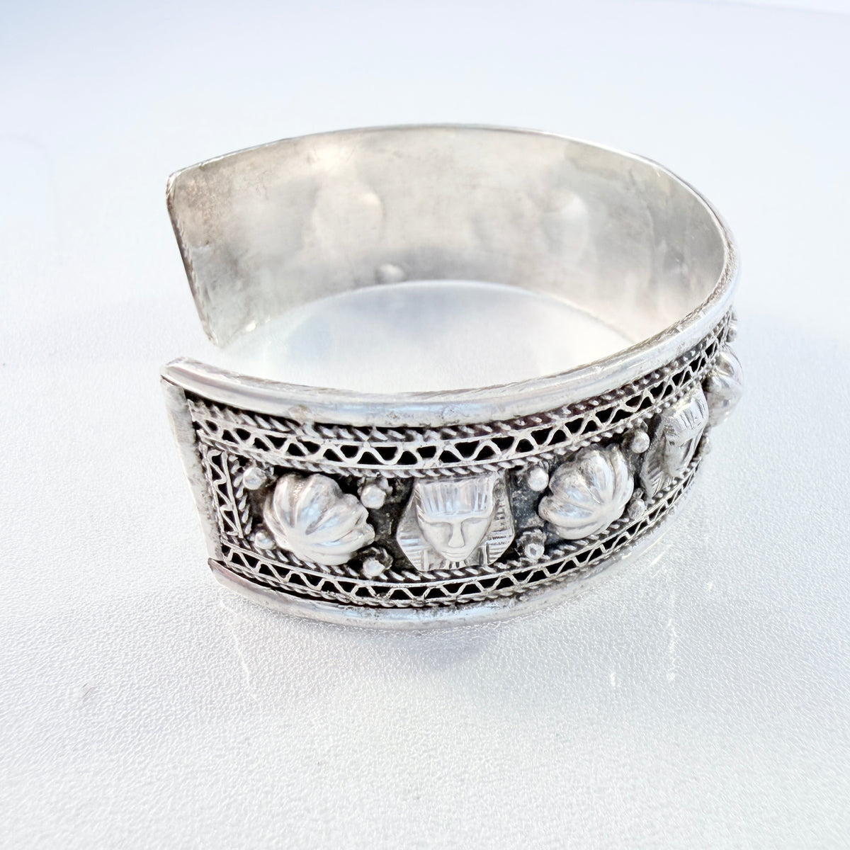 Egypt. Vintage Solid Silver Cuff Bracelet.