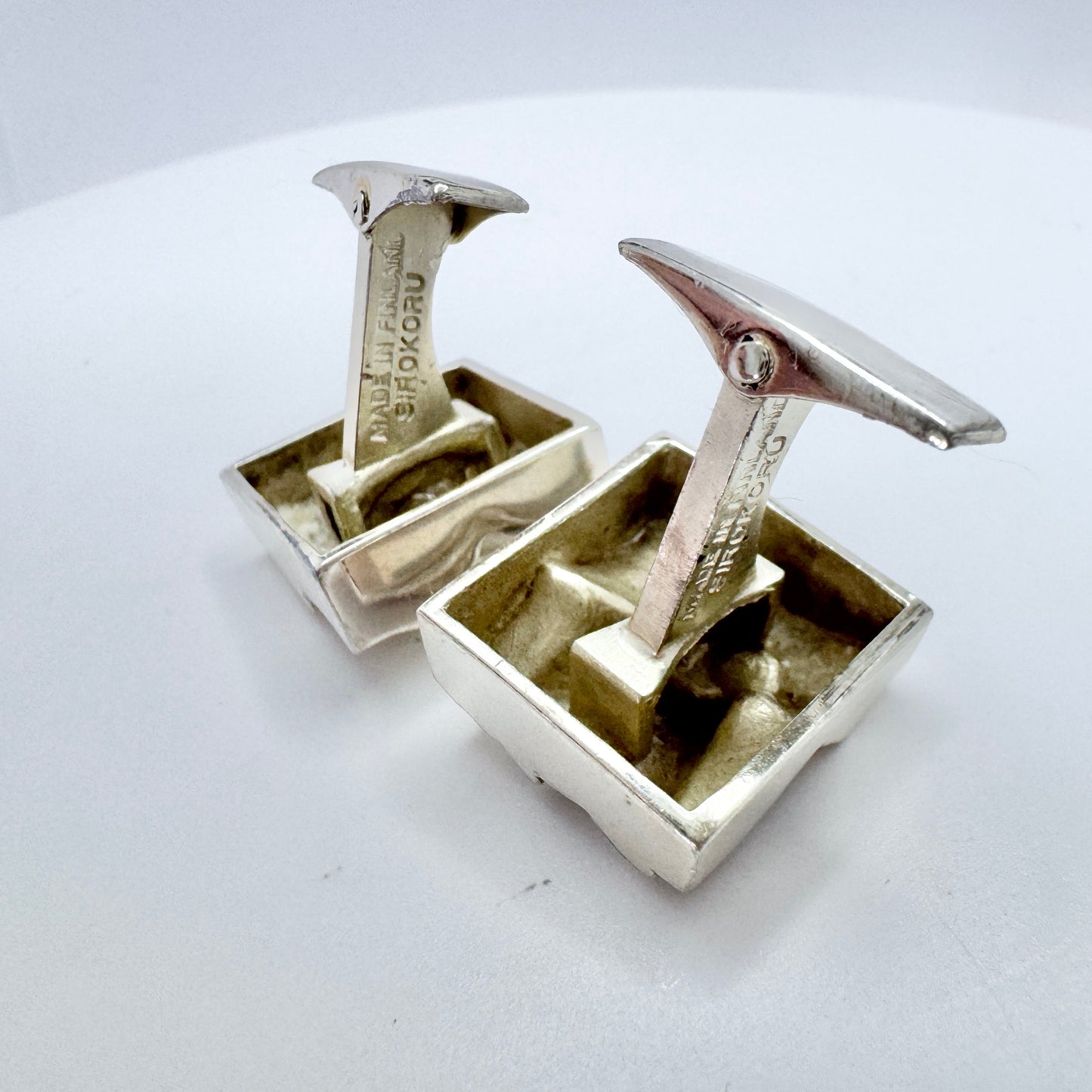Matti Hyvarinen for Siro Koru, Finland 1979. Vintage Sterling Silver Cufflinks.