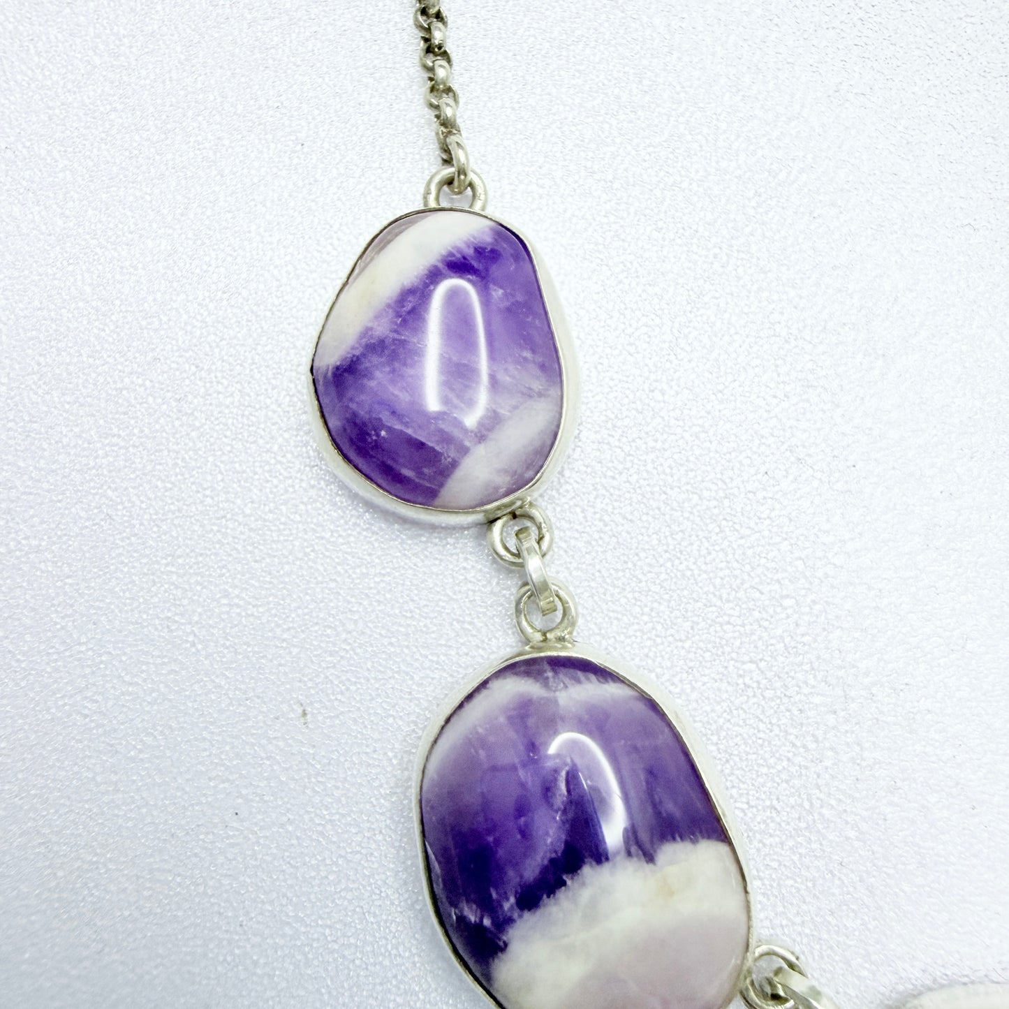Sweden 1960s. Vintage Solid Silver Amethyst Necklace.
