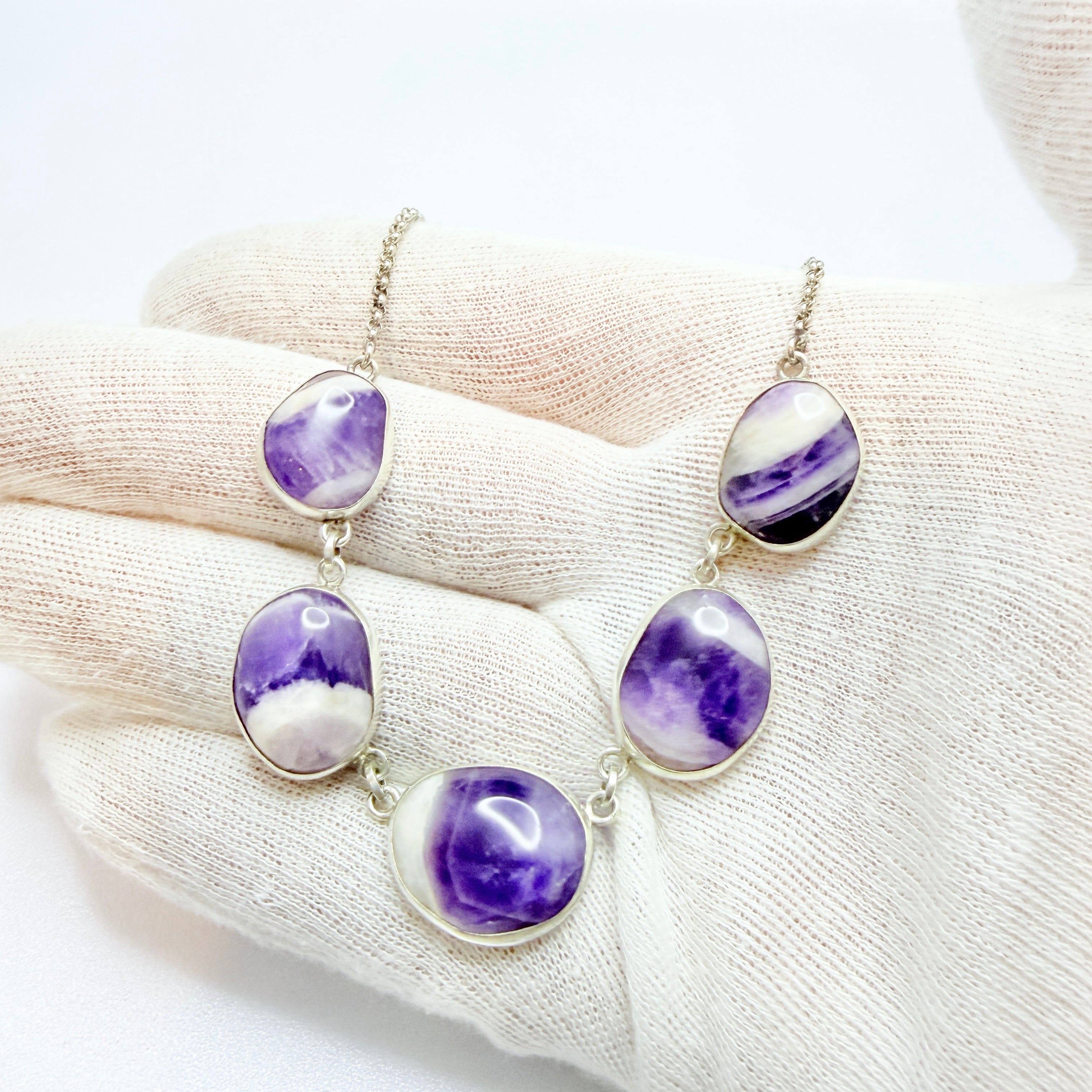 Sweden 1960s. Vintage Solid Silver Amethyst Necklace. – T