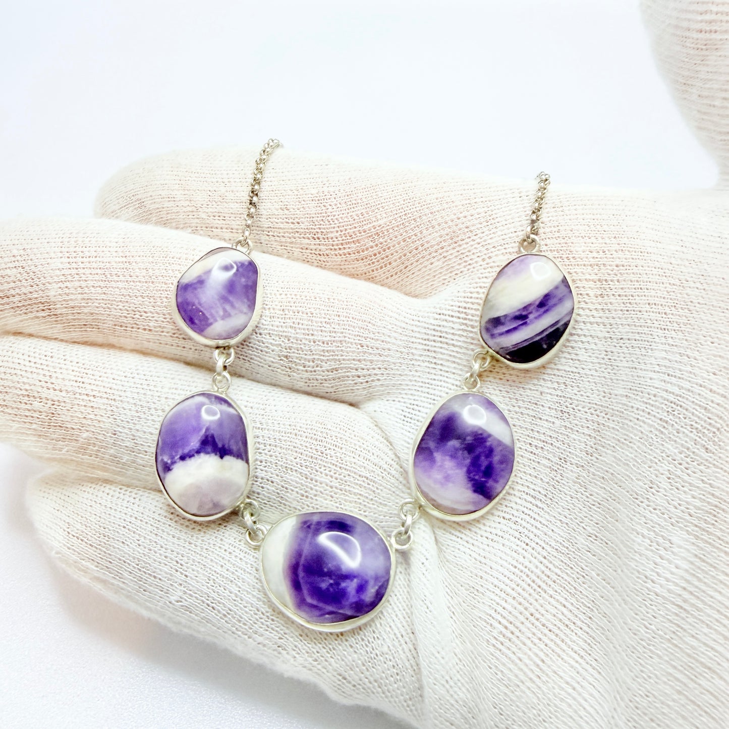 Sweden 1960s. Vintage Solid Silver Amethyst Necklace.