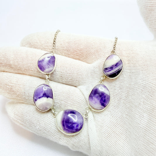Sweden 1960s. Vintage Solid Silver Amethyst Necklace.