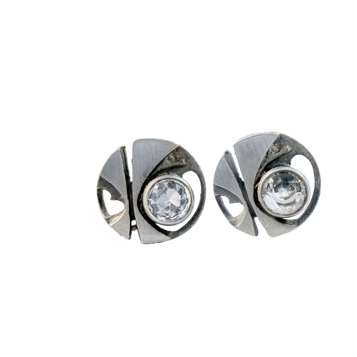 Karl Laine for Sten & Laine / Finnfeelings, Finland. Vintage Sterling SIiver Rock Crystal Stud Earrings.