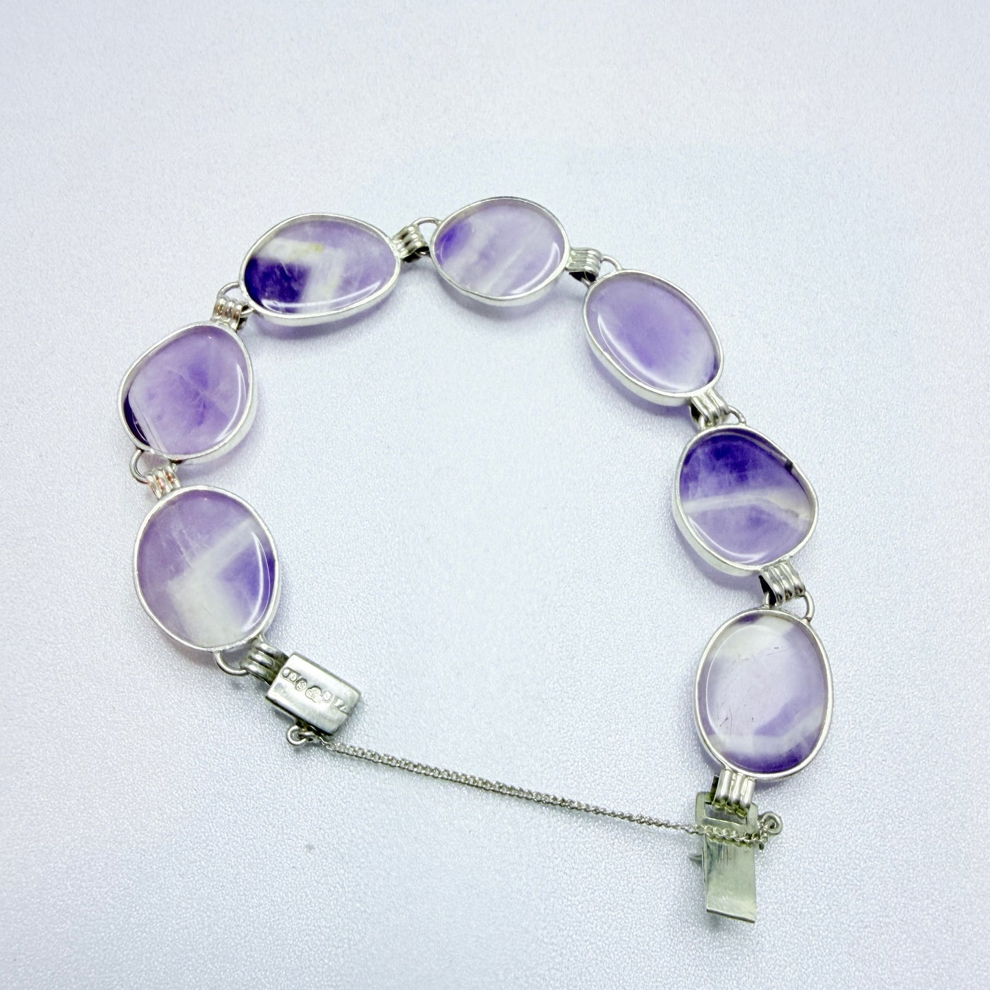 Victor Janson, Sweden 1964. Vintage Solid SIiver Amethyst bracelet.