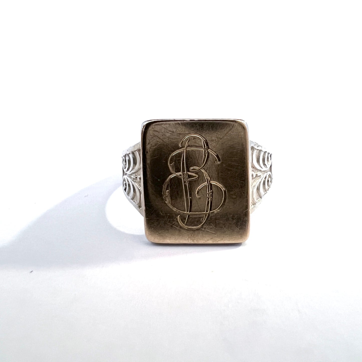 Sten Peterson, Sweden 1949. Vintage Sterling Silver Signet Ring EB or BE