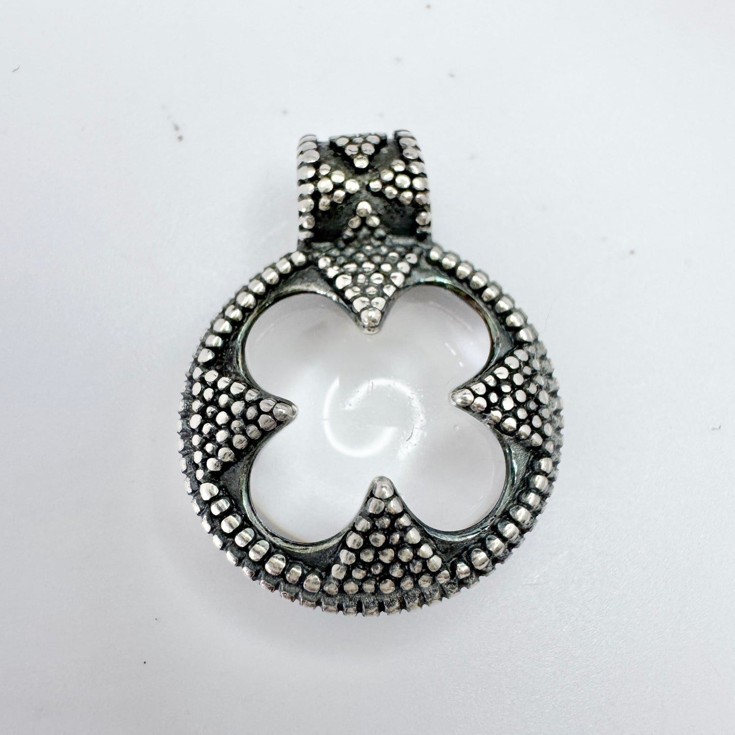 Kalevala Koru, Finland. Vintage Viking Copy Sterling Silver Rock Crystal Pendant.