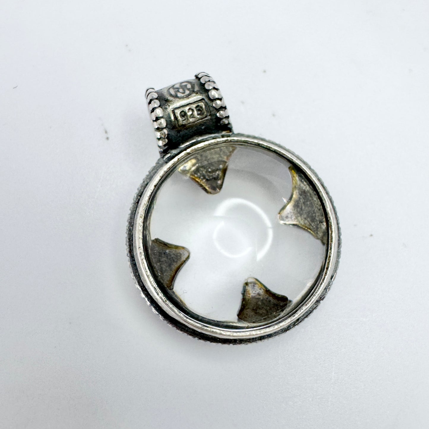 Kalevala Koru, Finland. Vintage Viking Copy Sterling Silver Rock Crystal Pendant.