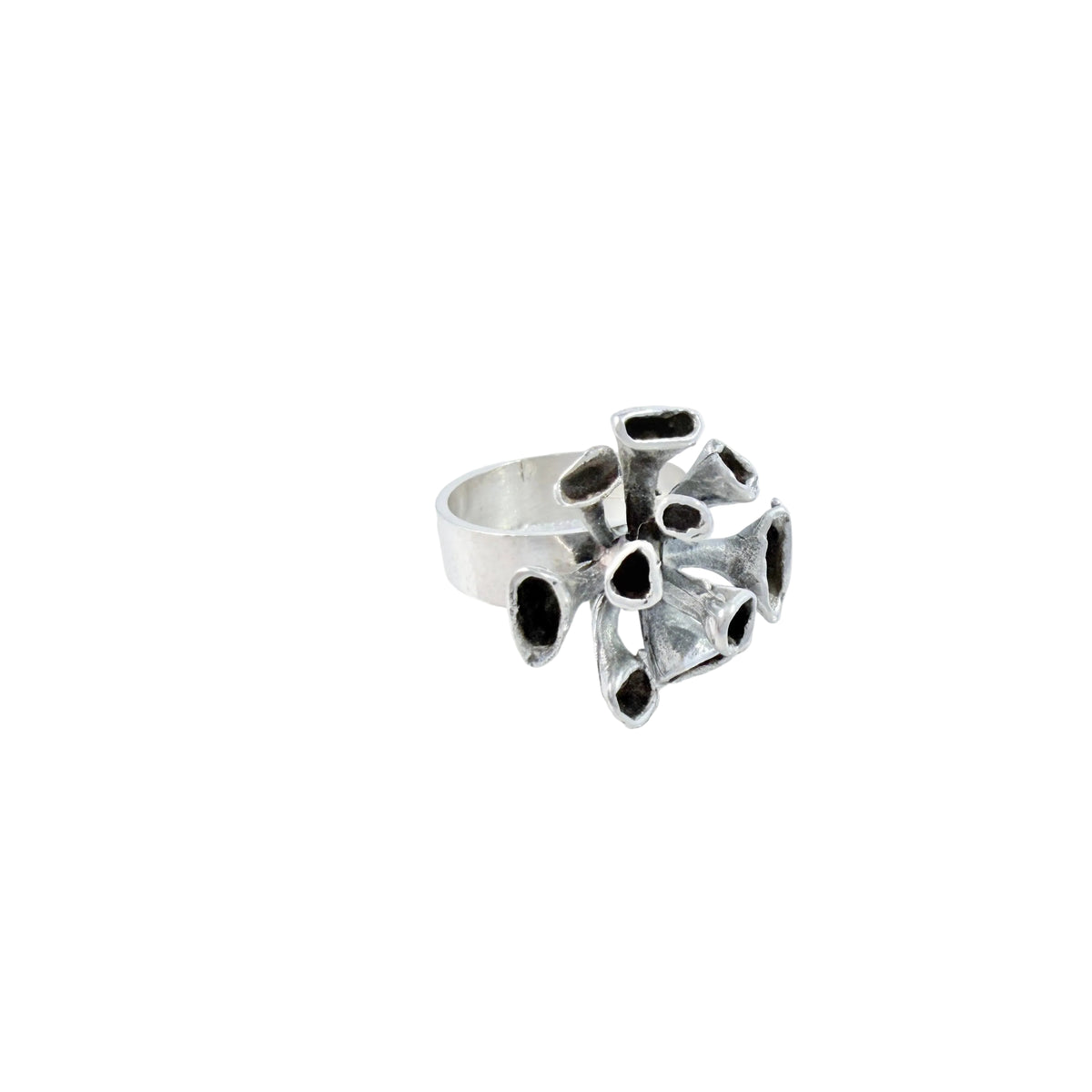 Valo-Koru, Finland 1971. Vintage Sterling Silver Reindeer Moss Design Ring.