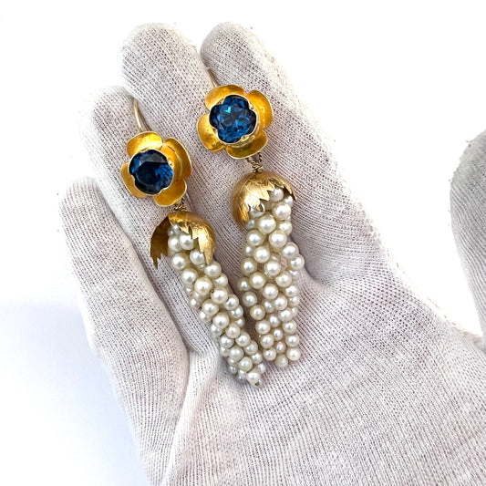 Gunnar Jeppsson, Sweden 1984. Vintage Early Victorian Copy 18k Gold Earrings. 28.6gram